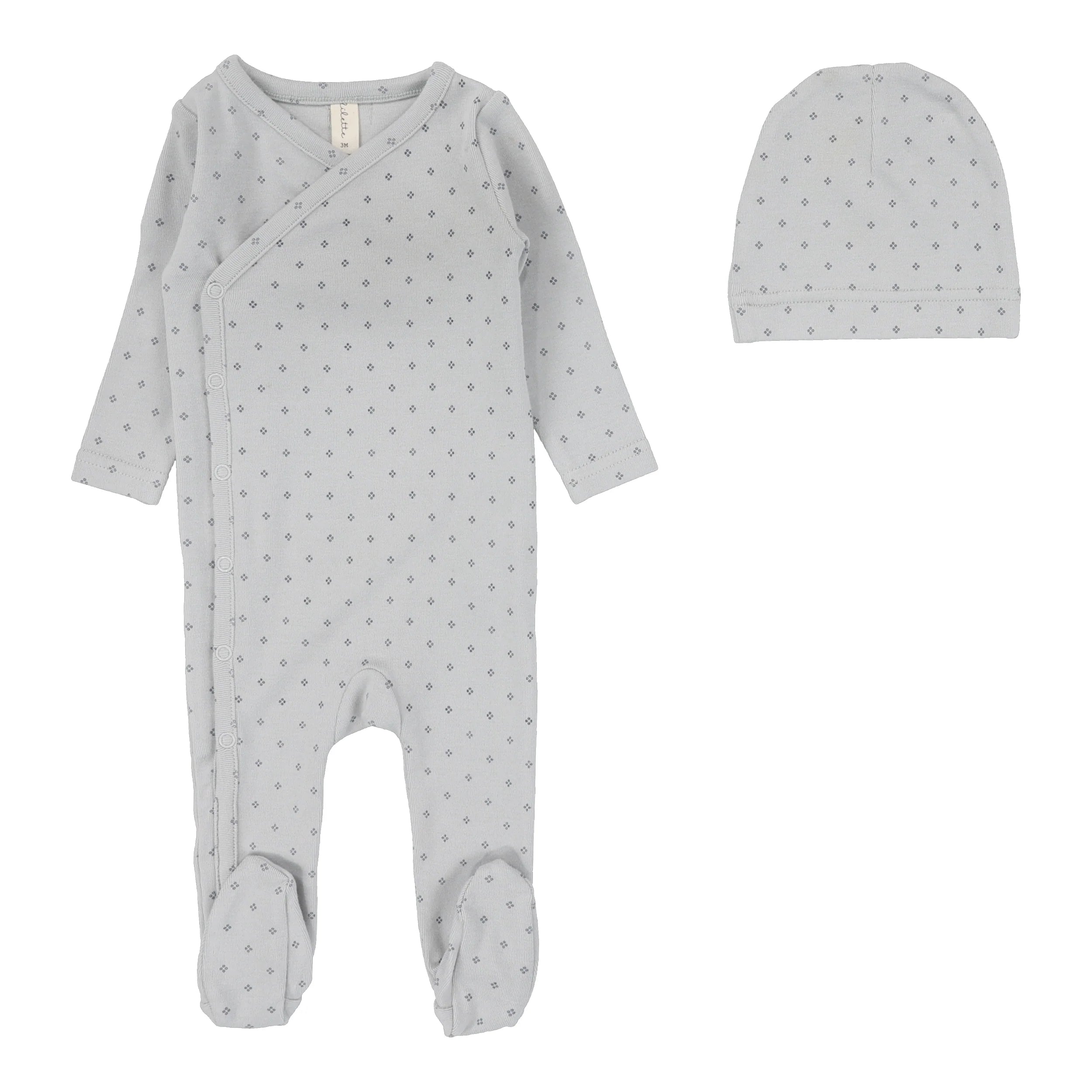 Pale blue diamond dot footie