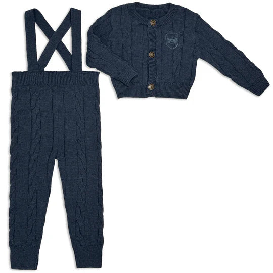 blue cabled suspender set
