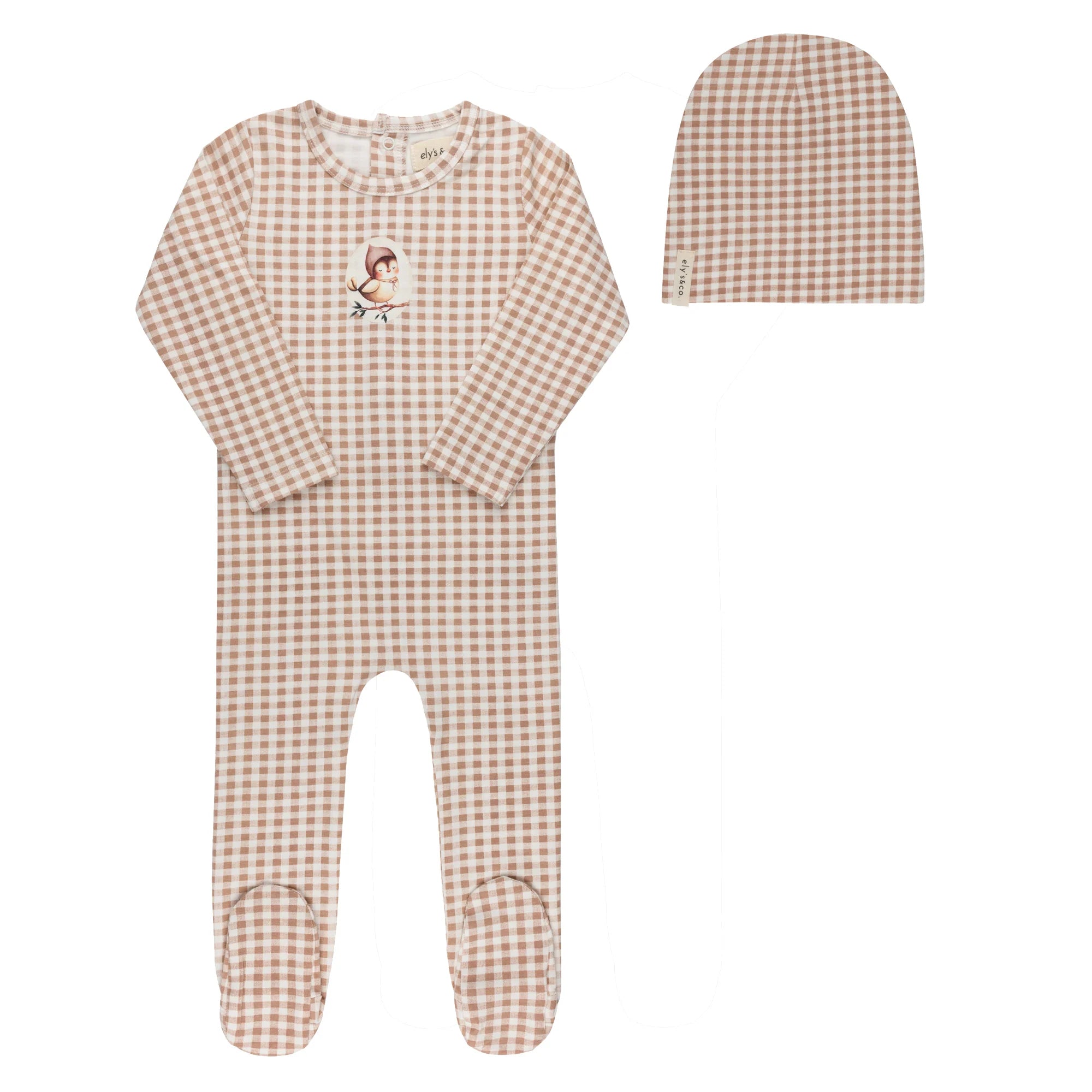 Jersey Cotton Owl Gingham Footie