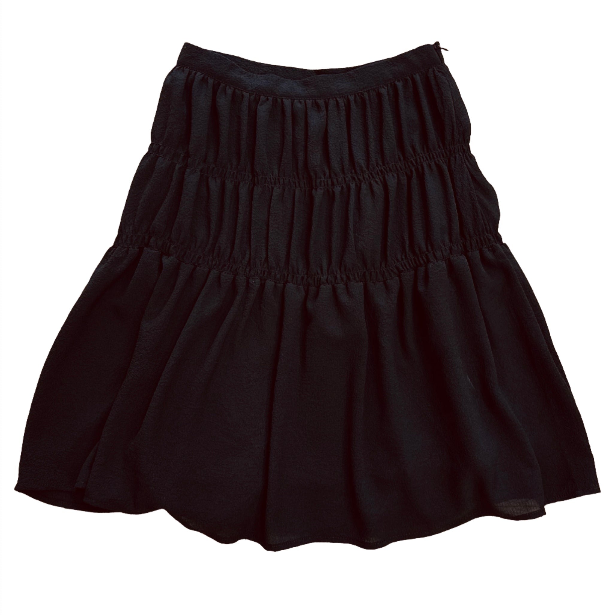 Pompomme ruched blk skirt