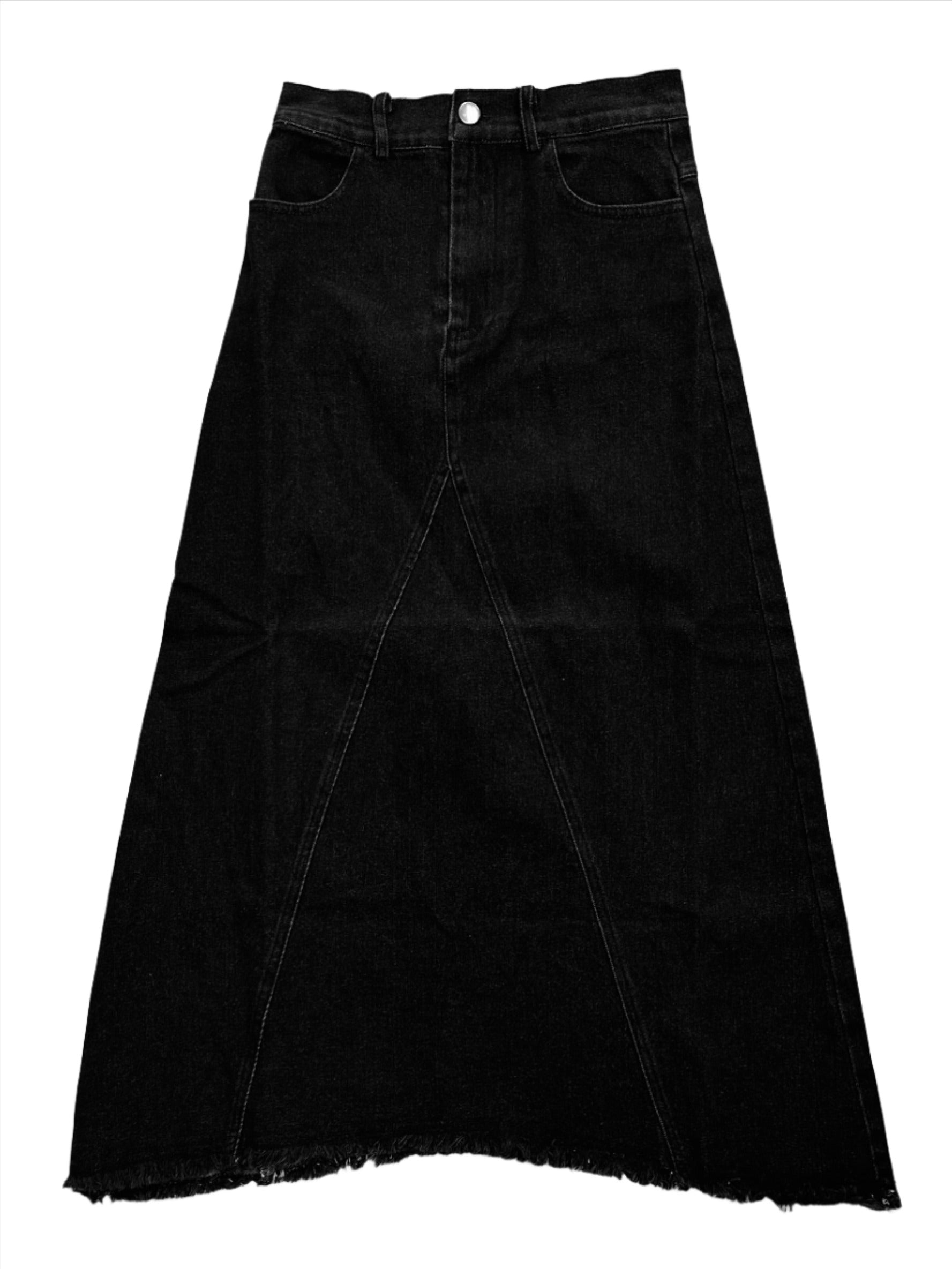 denim midi skirt