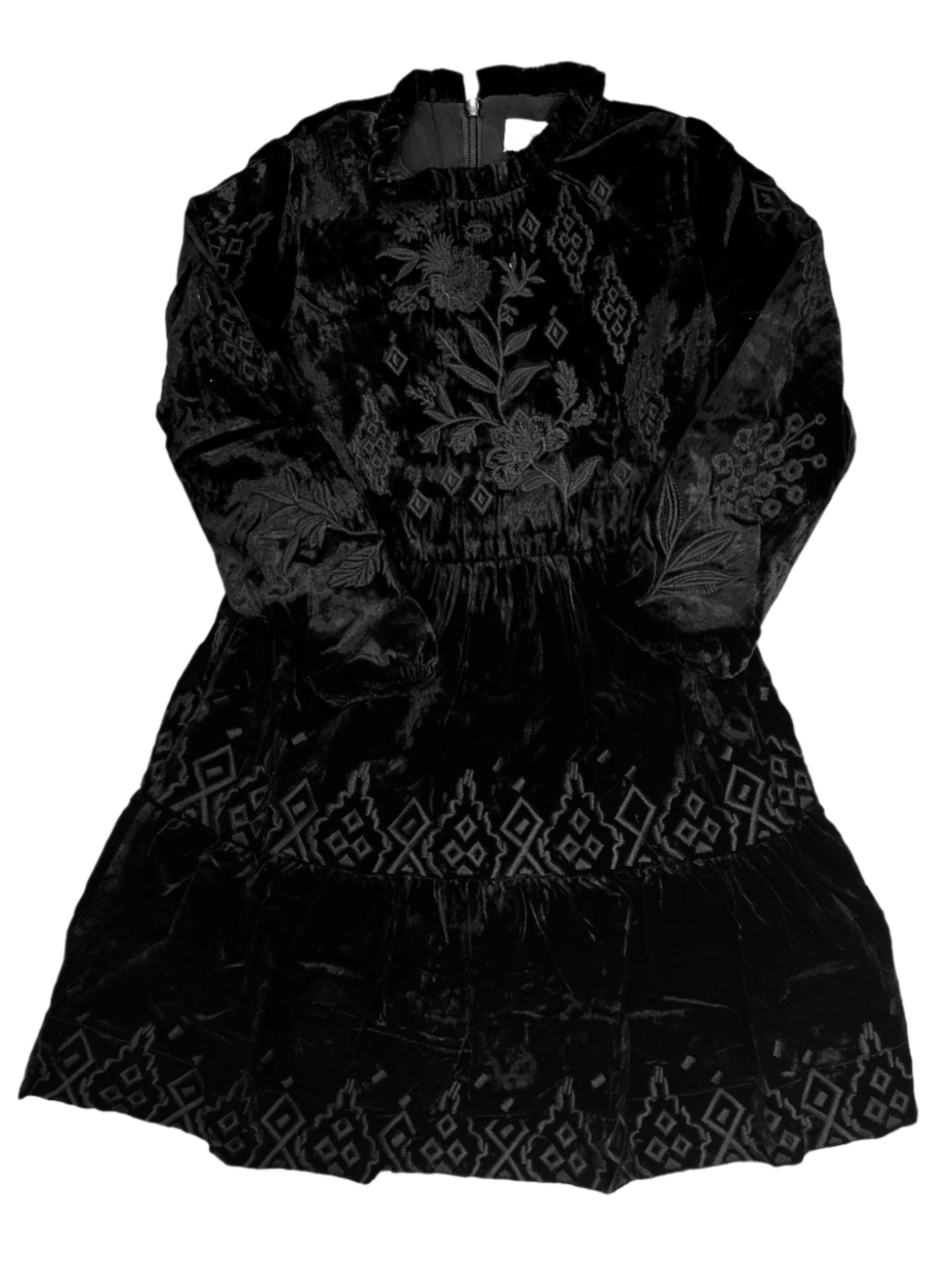 velvet dress with embroidery