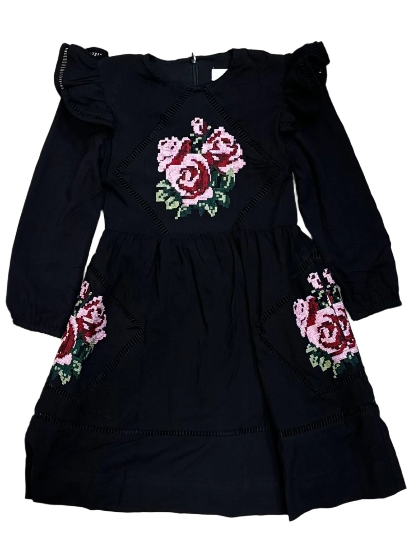 pink flower embroidered dress