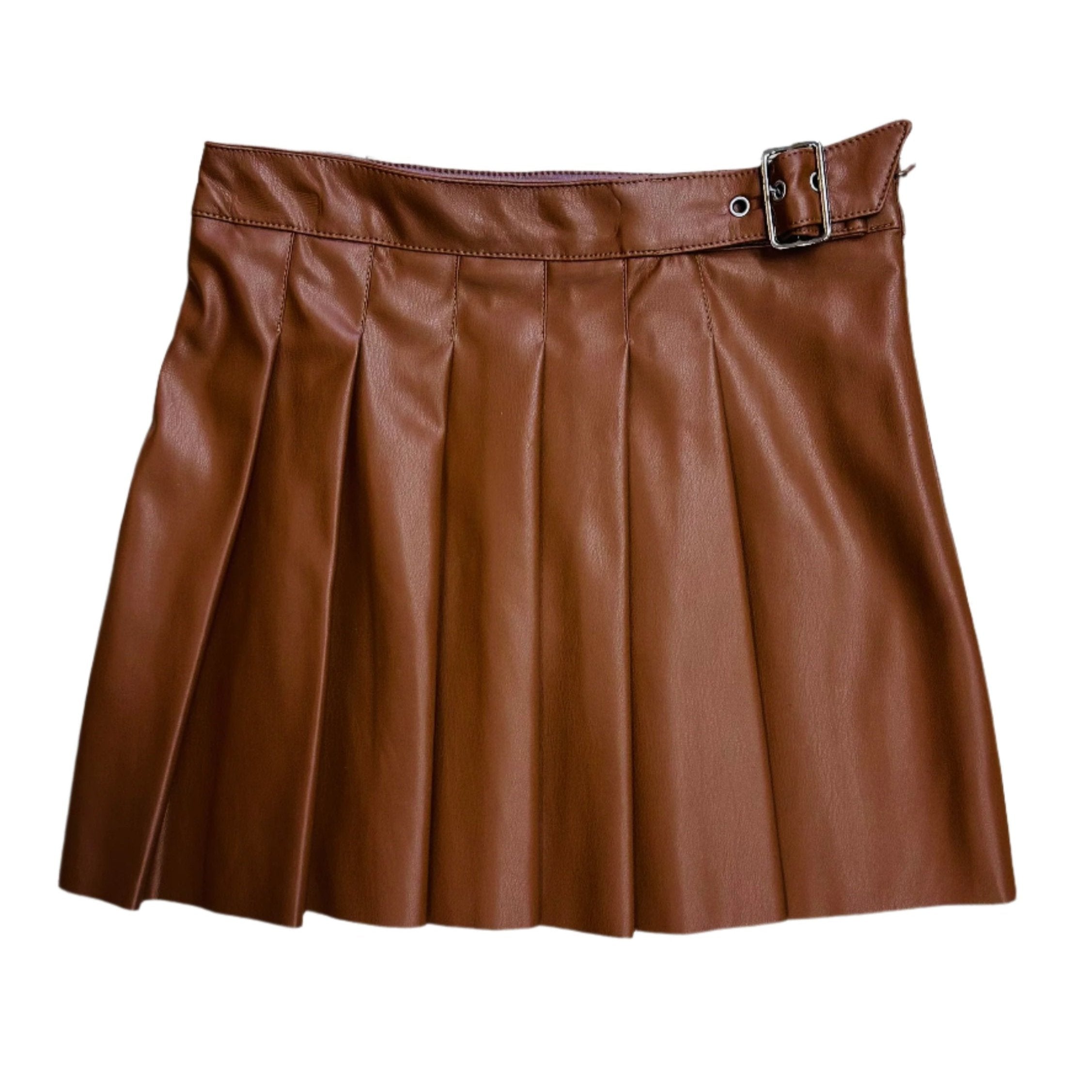 pleated leather skirt