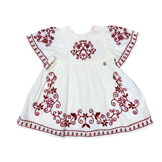 angel & rocket nude reyna embroidered swing dress Angel & Rocket Girls Embroidered Cream Dresses