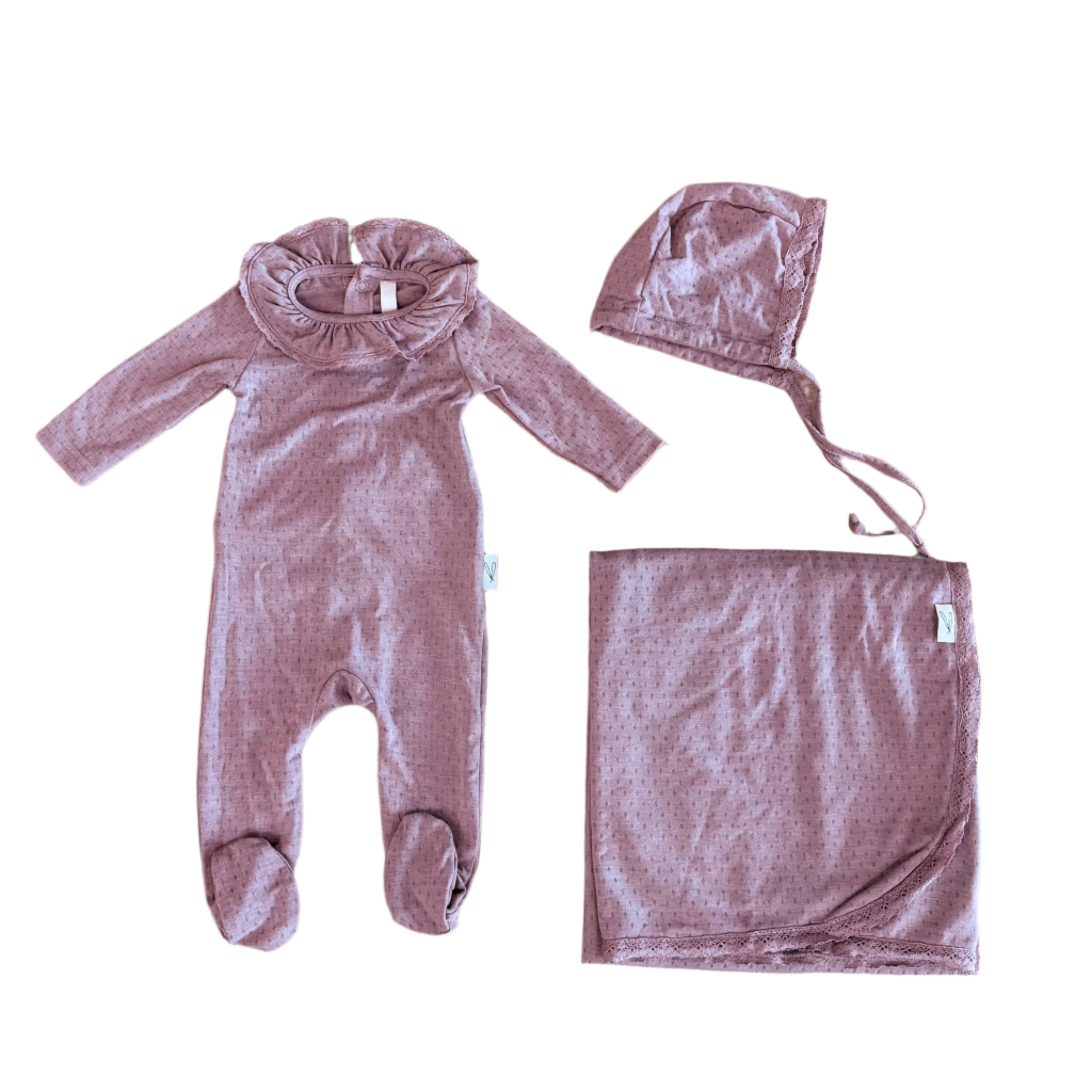Mauve pointelle set