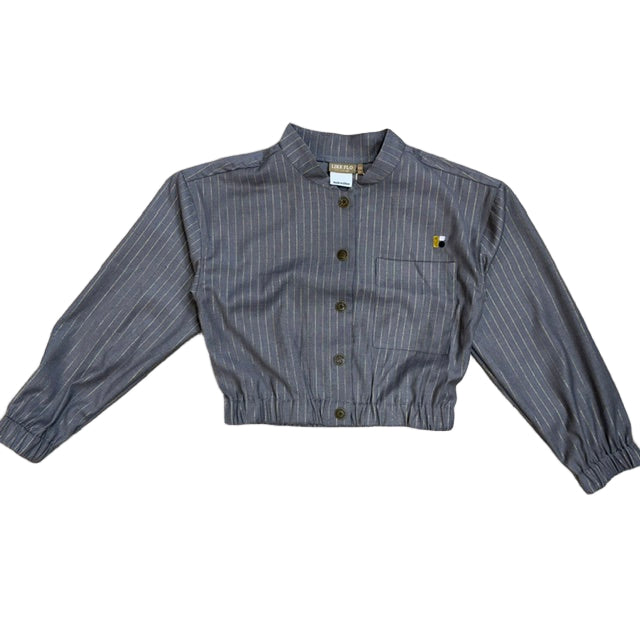 pinstripe snap blouse