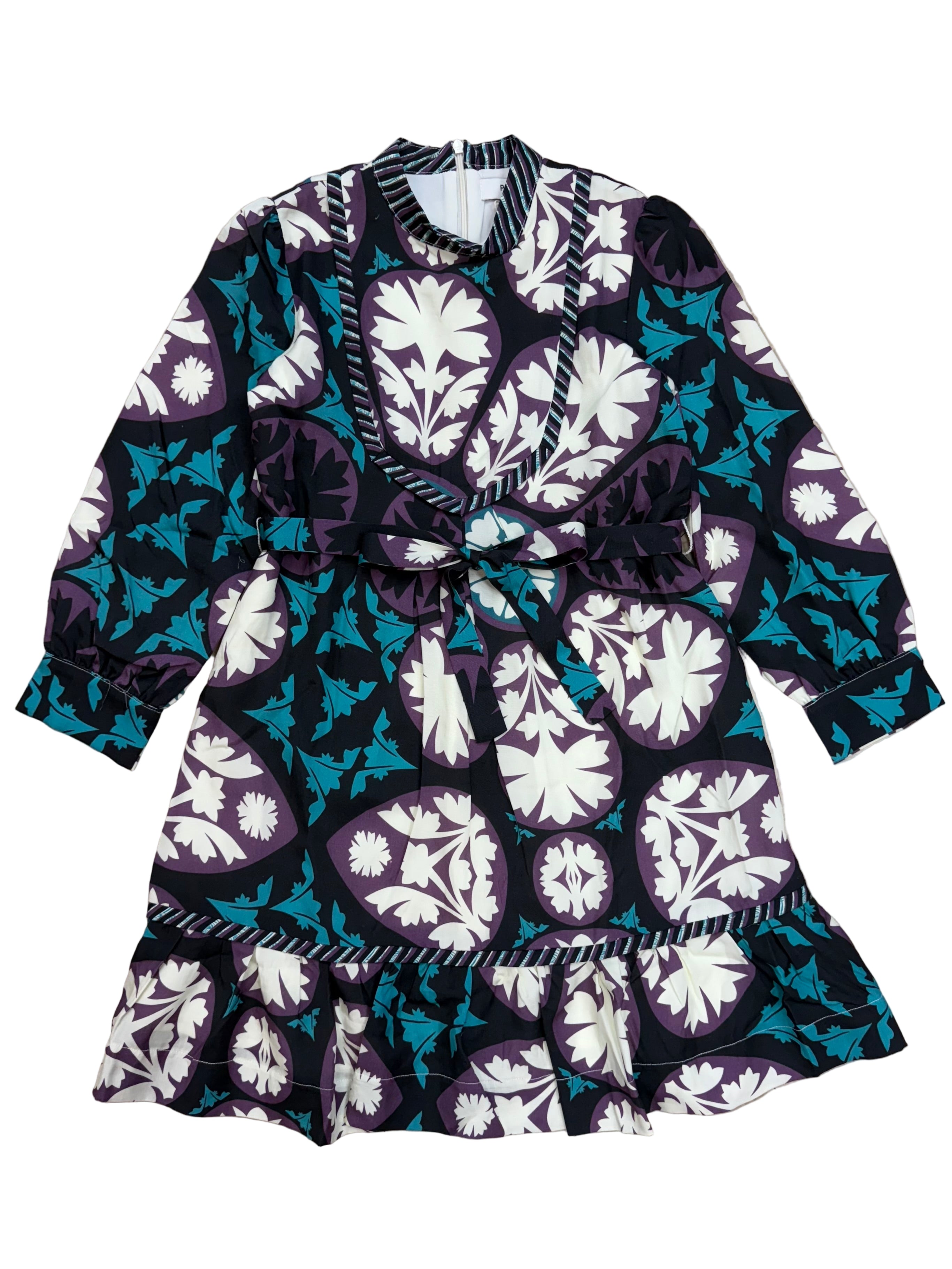 navy purple printed dress