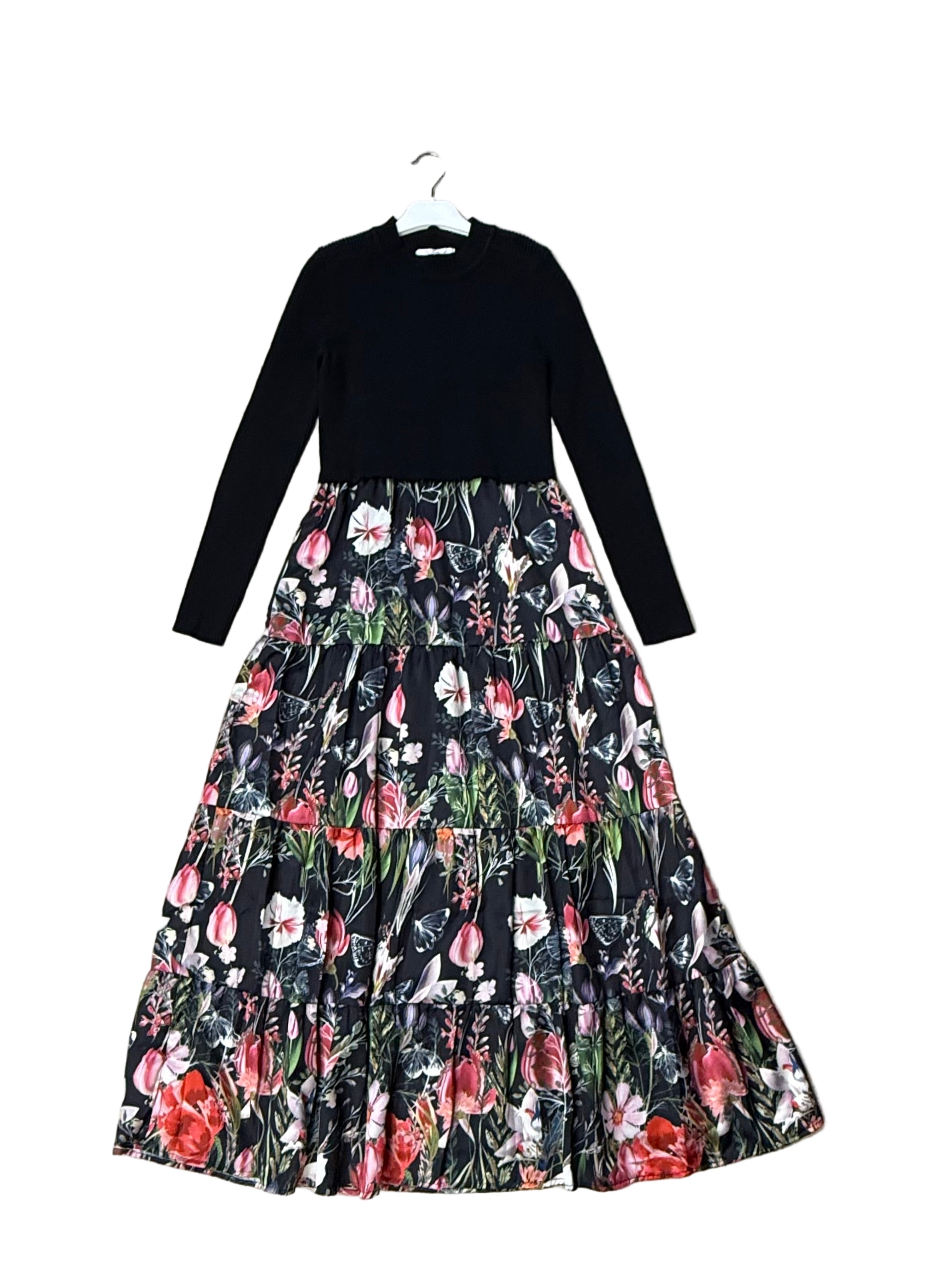 Printed dress/ attached knit top