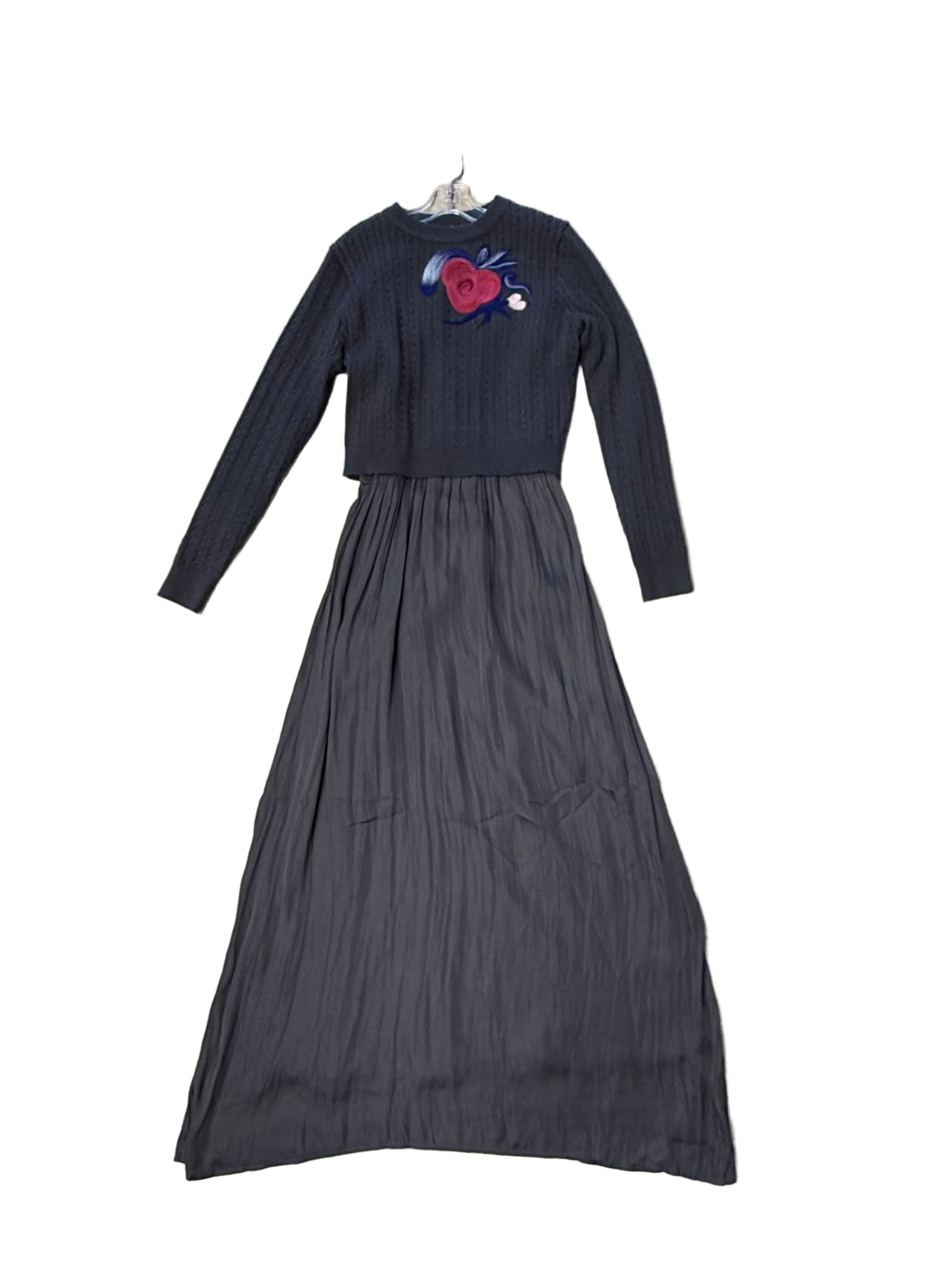 Satin dress /knit overlay