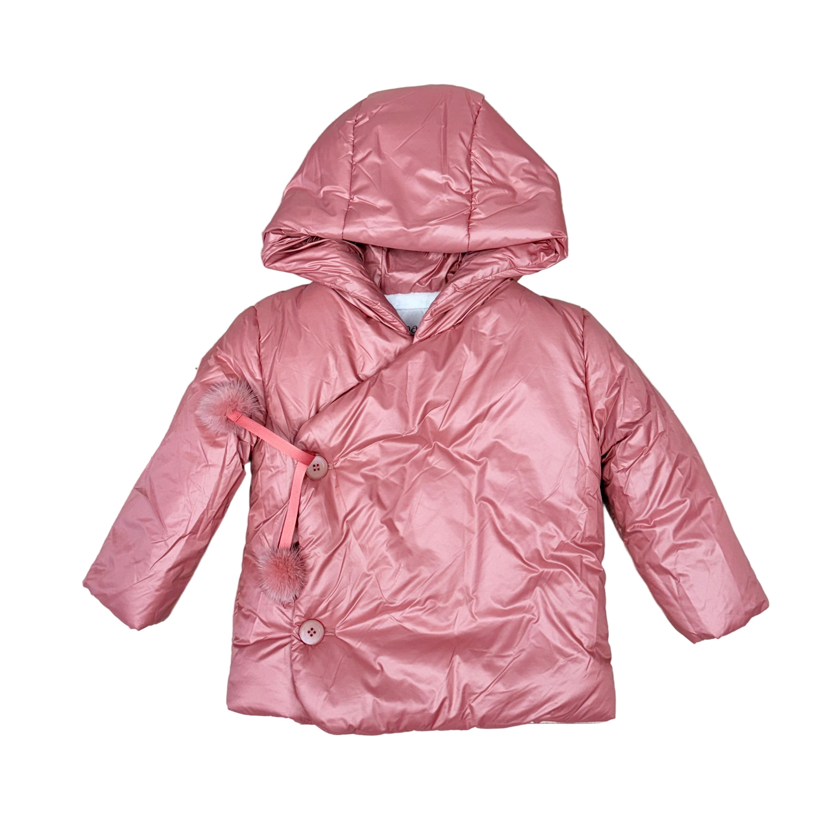 Side opening pompom winter coat