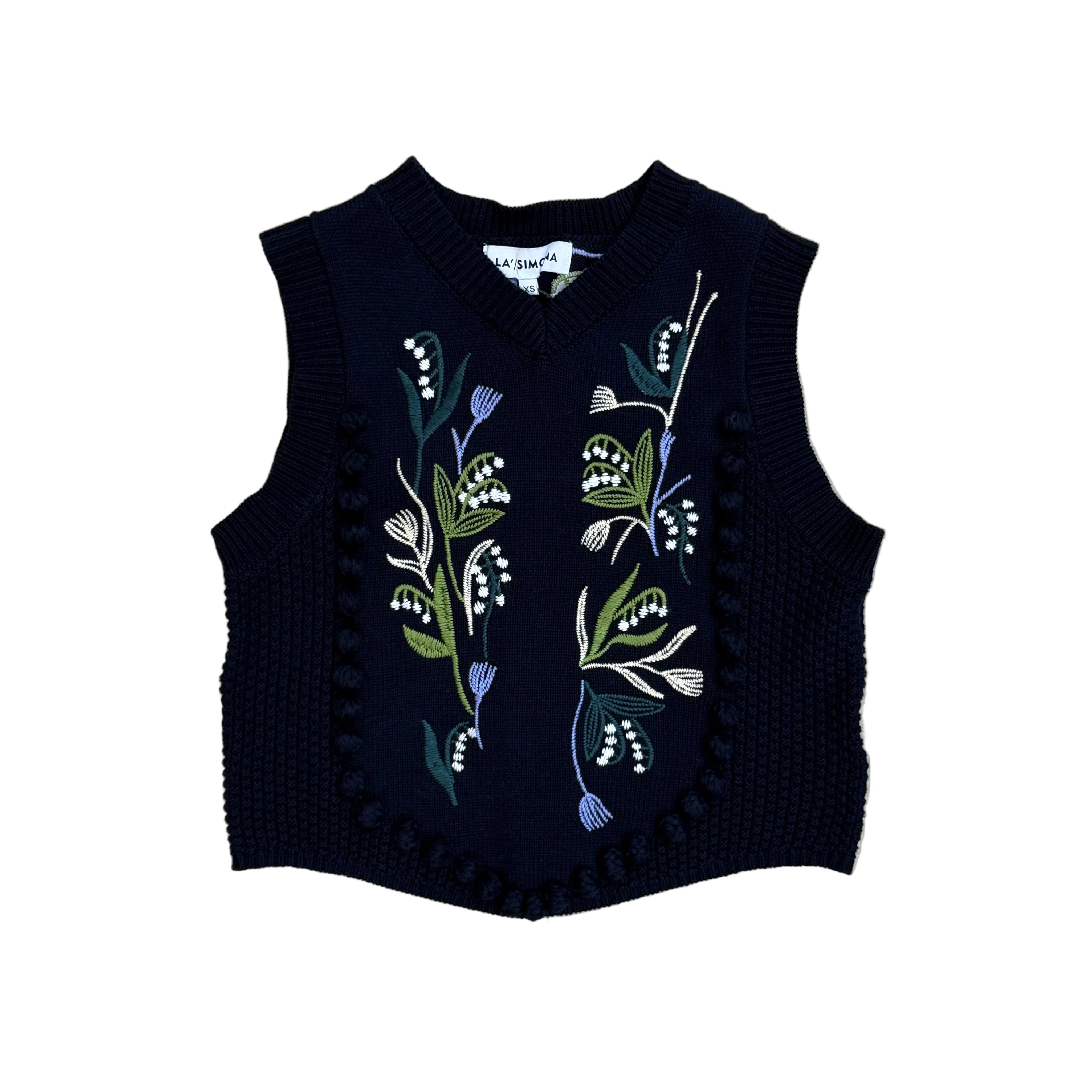Knit vest w/ embroidery