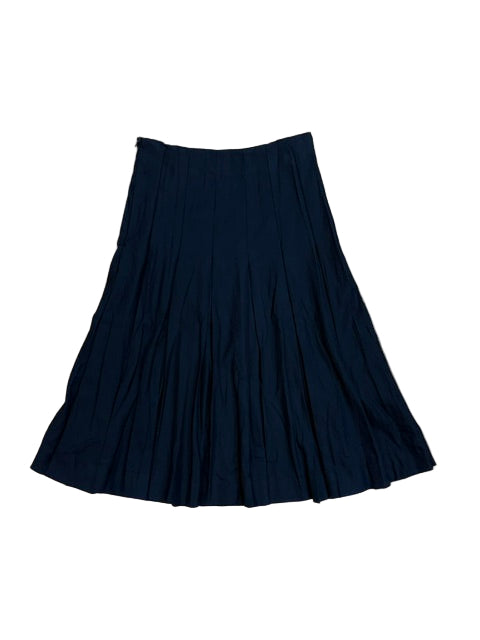 Navy pleated wool skirt