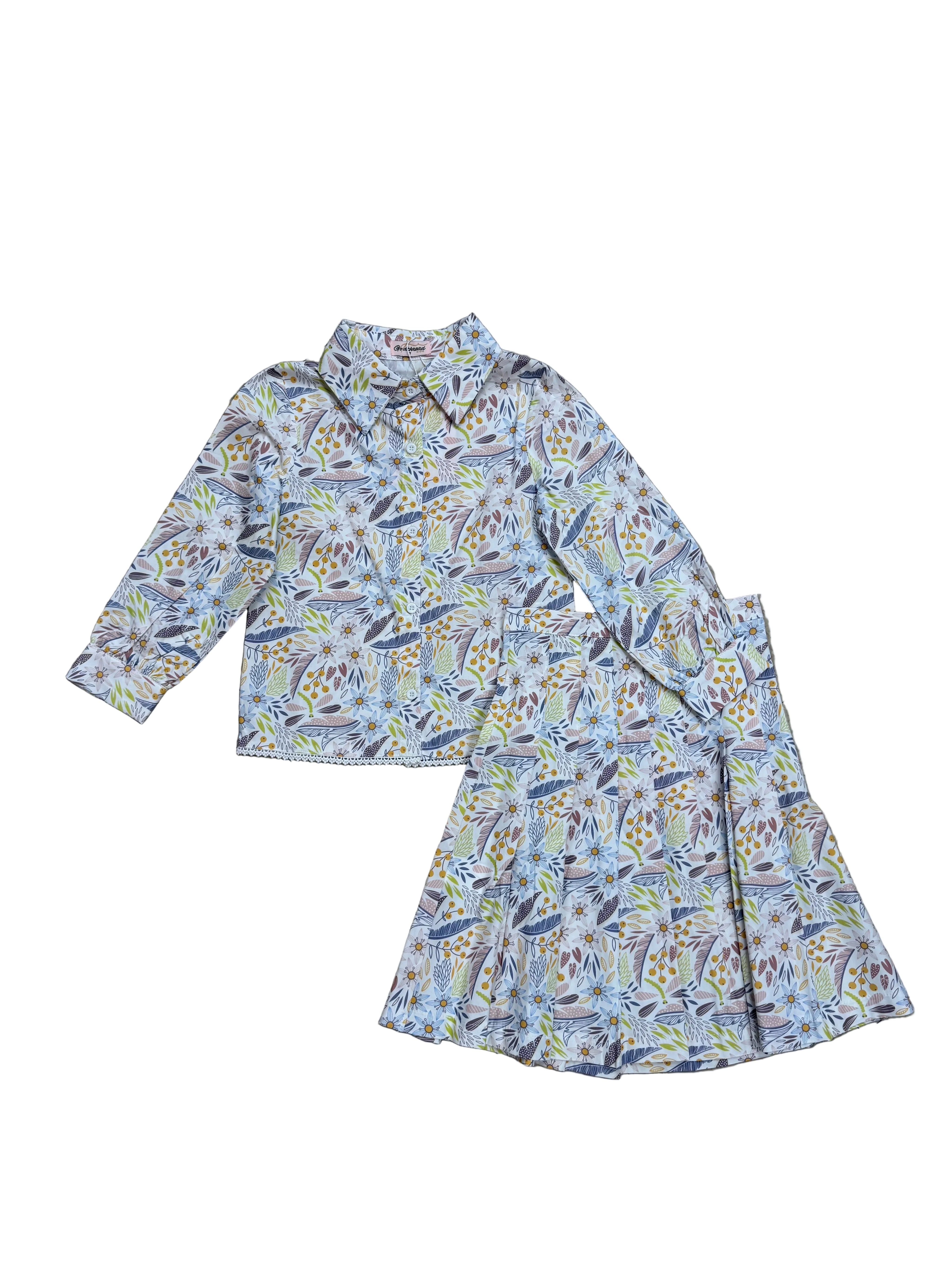 Printed shirt and skirt set