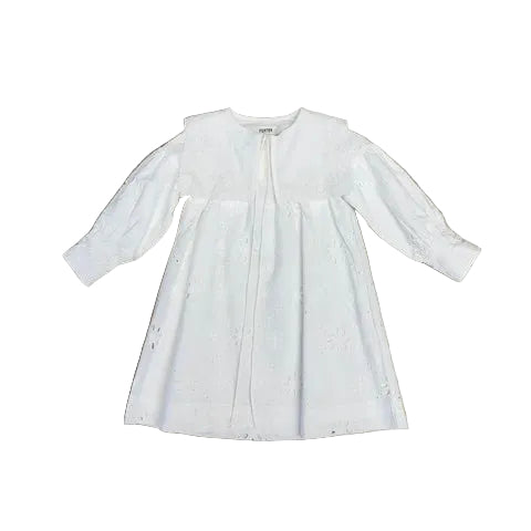 White Eyelit Large Collar Dress
