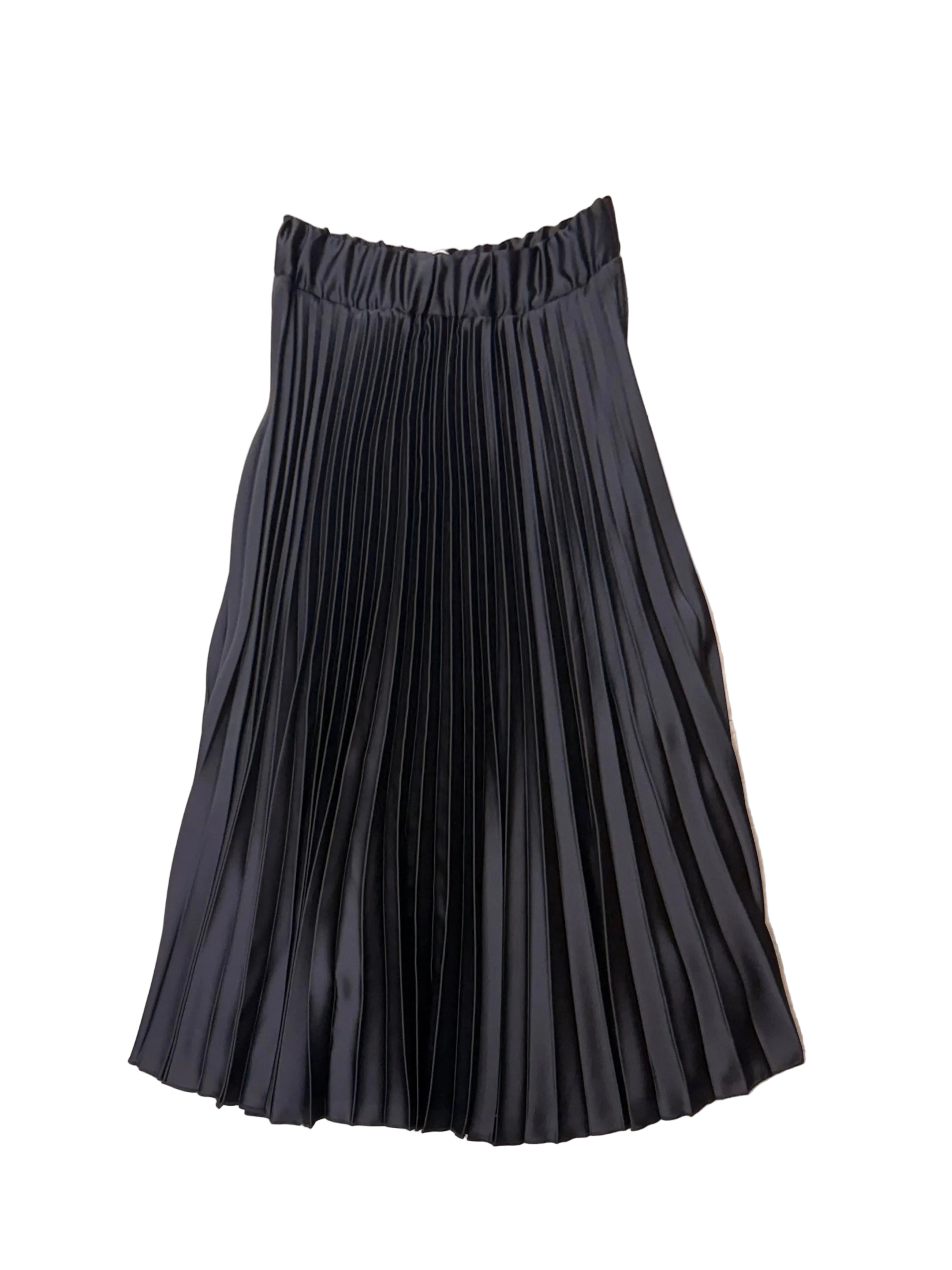 Pleated Satin Maxi Skirt