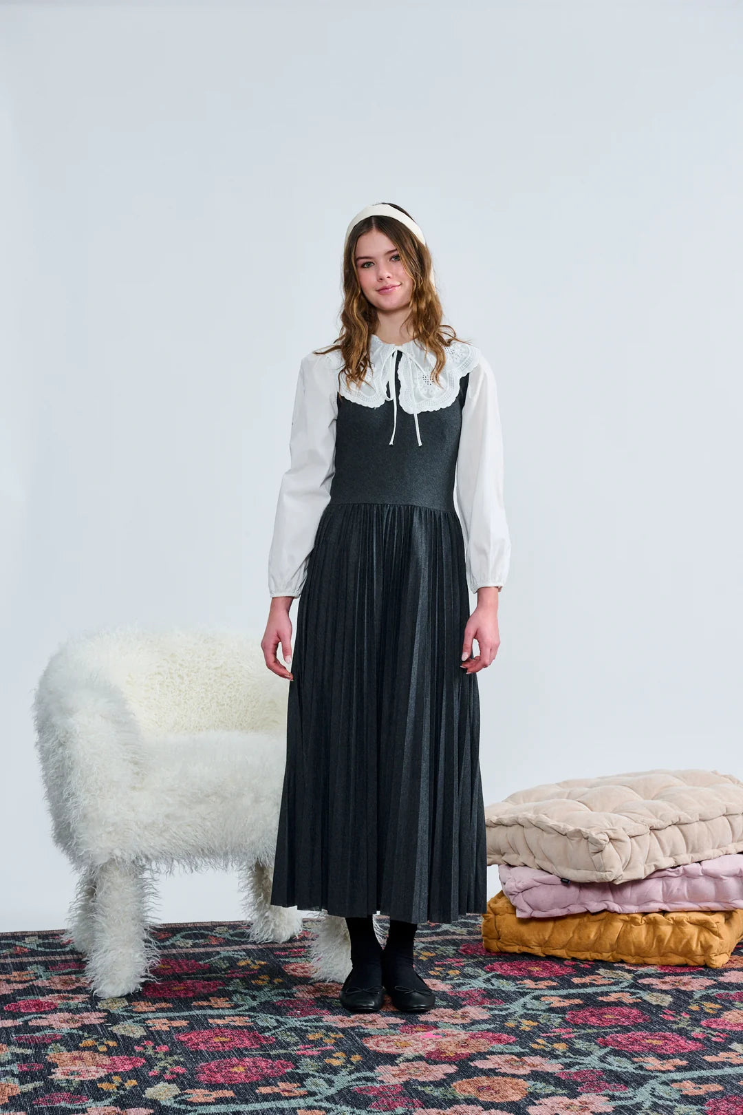 Knit Drop Waist Pleated Jumper