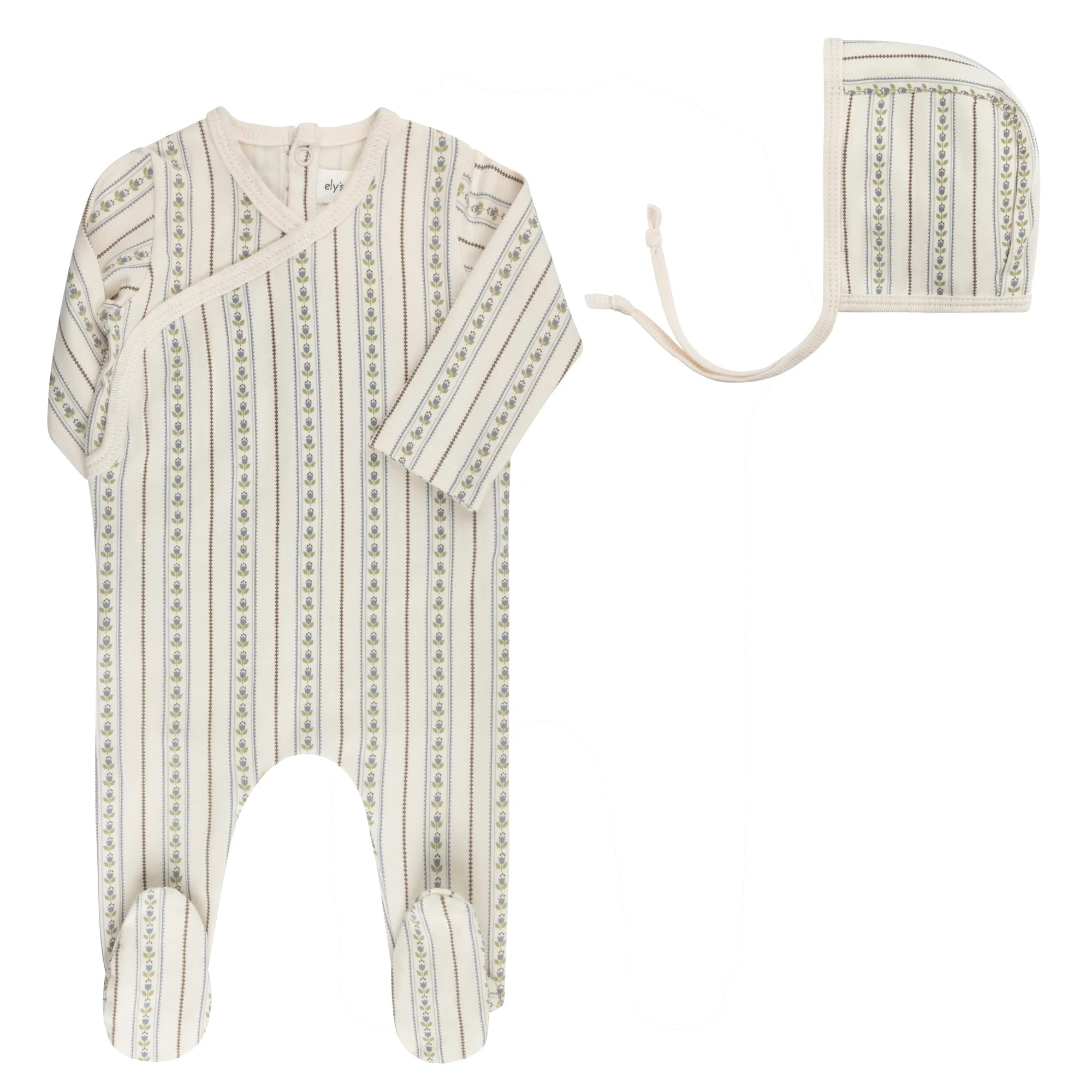 linear tulip footie/bonnet