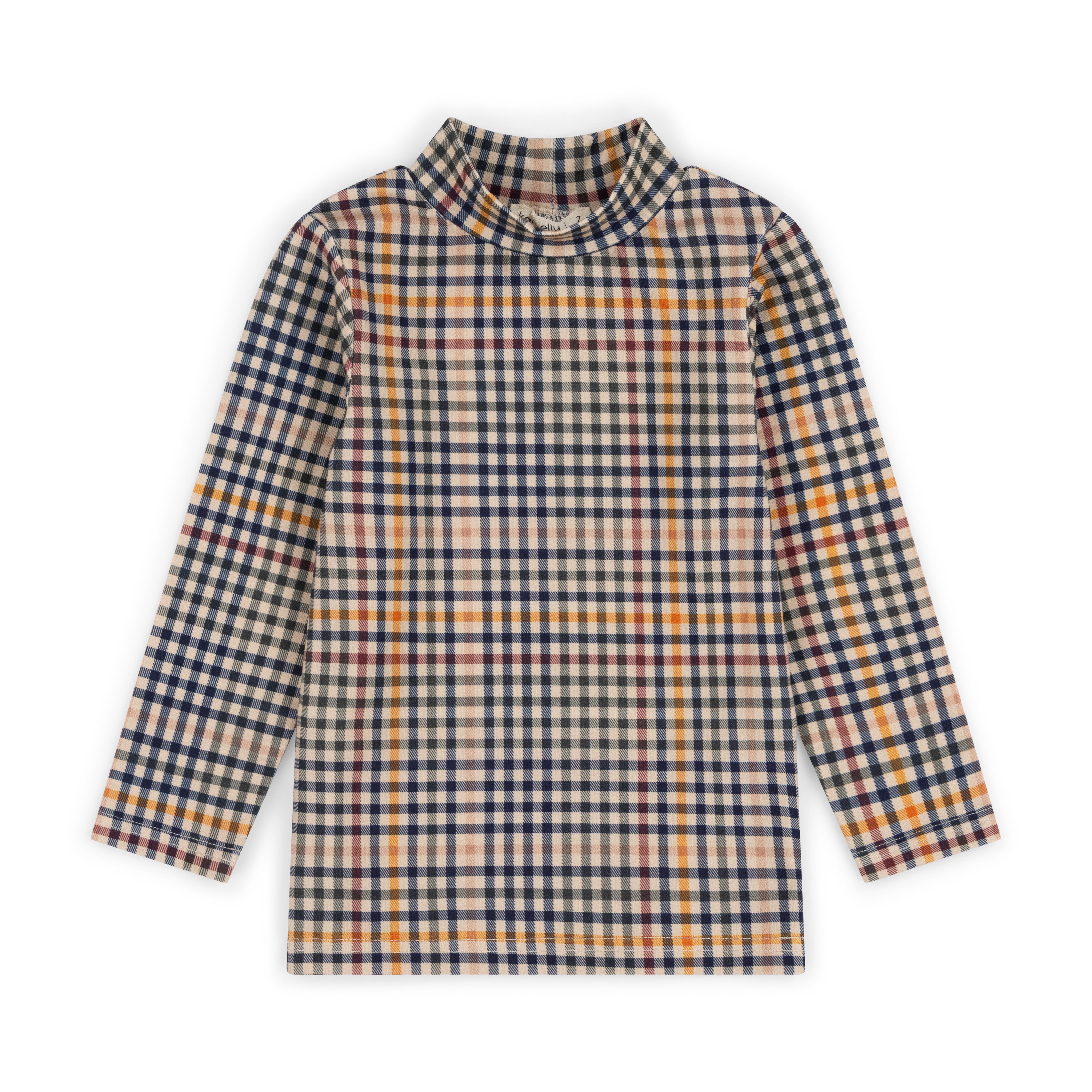 Navy Plaid Mockneck