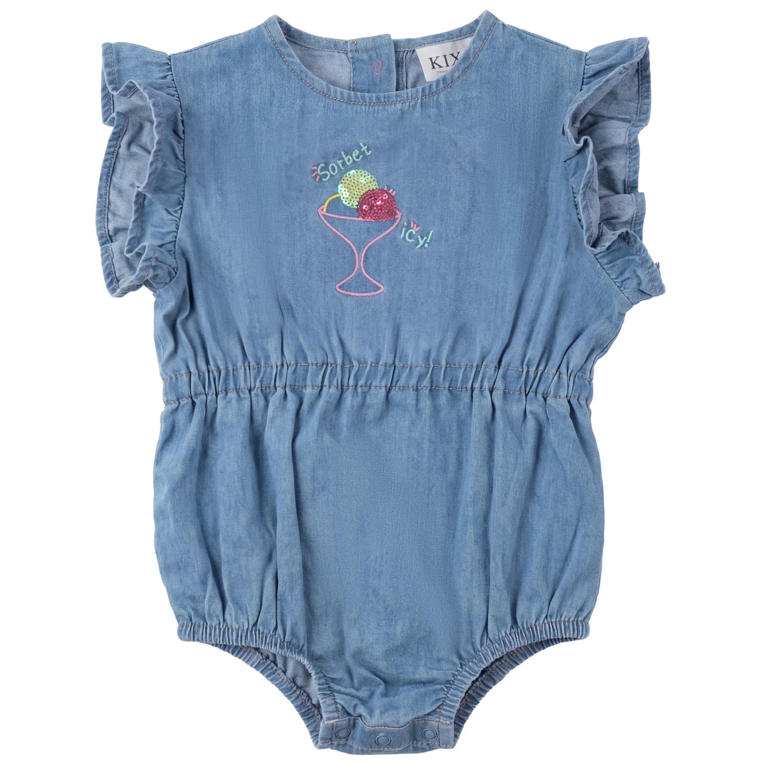 Denim Sorbet Frill Sleeve Romper