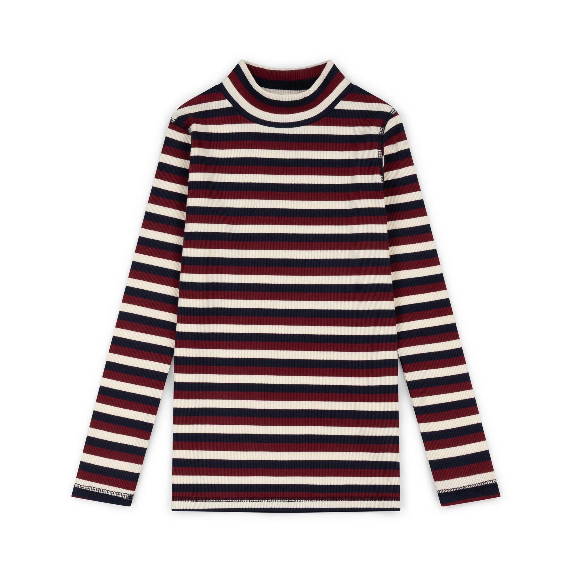 cranberry stripe mockneck