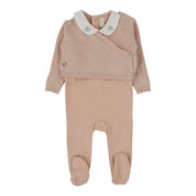 Knit wrap sleeveless footie pink