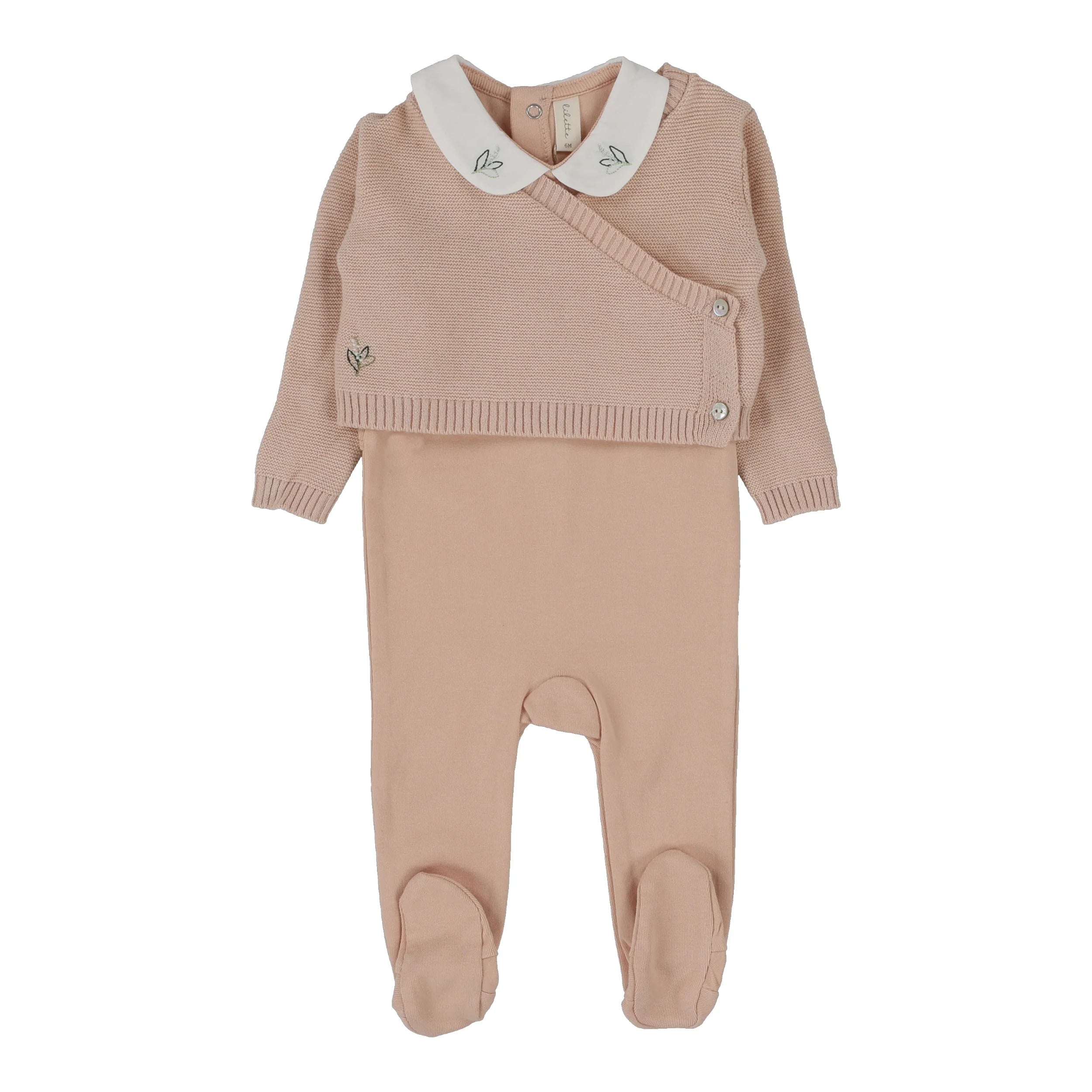 Knit wrap sleeveless footie pink