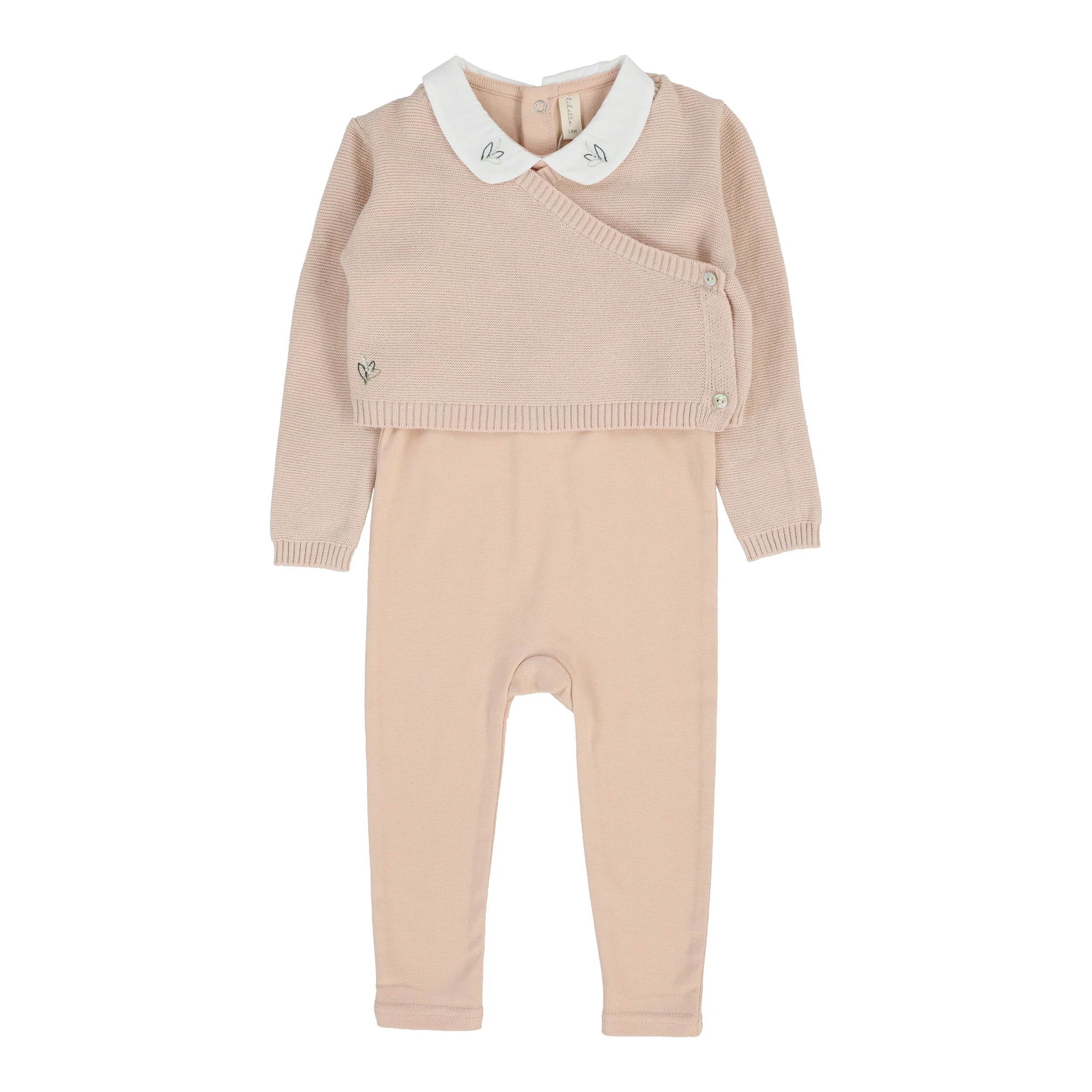 Knit wrap sleeveless footie pink