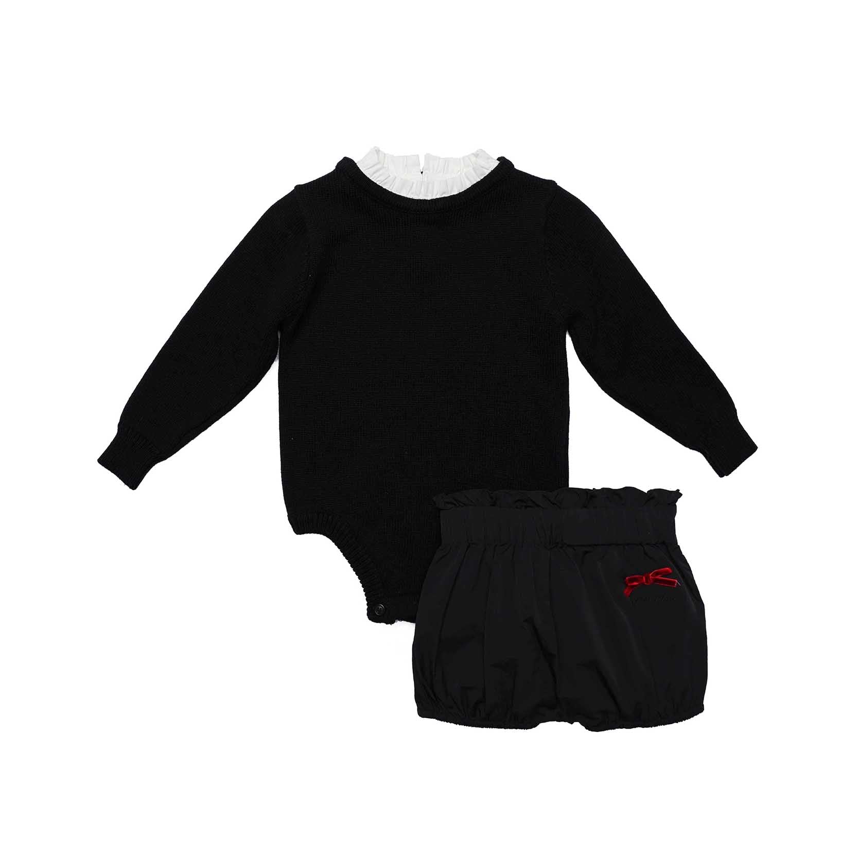 girls knit tafetta bow 2 piece
