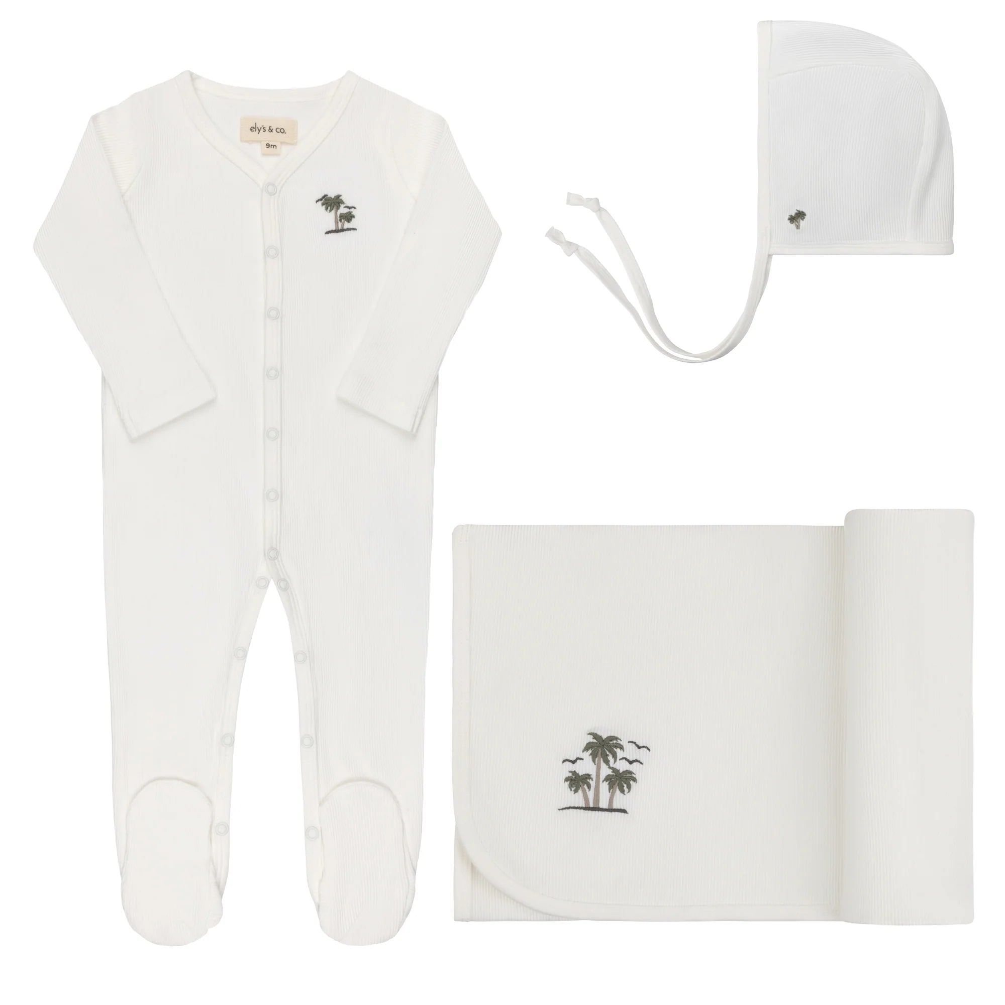 Palm Embroidered Layette Set