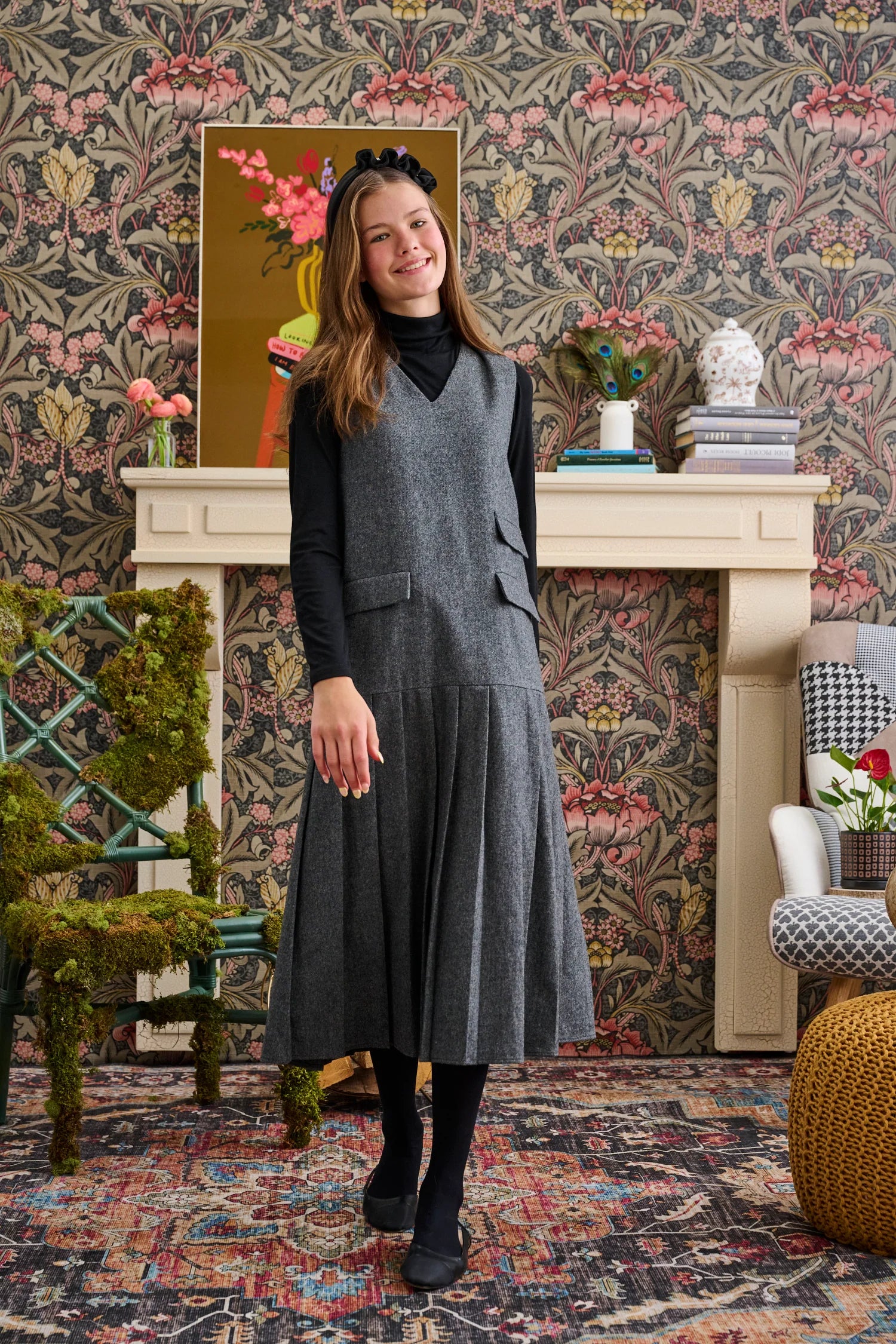 Herringbone pocket pleated jumper