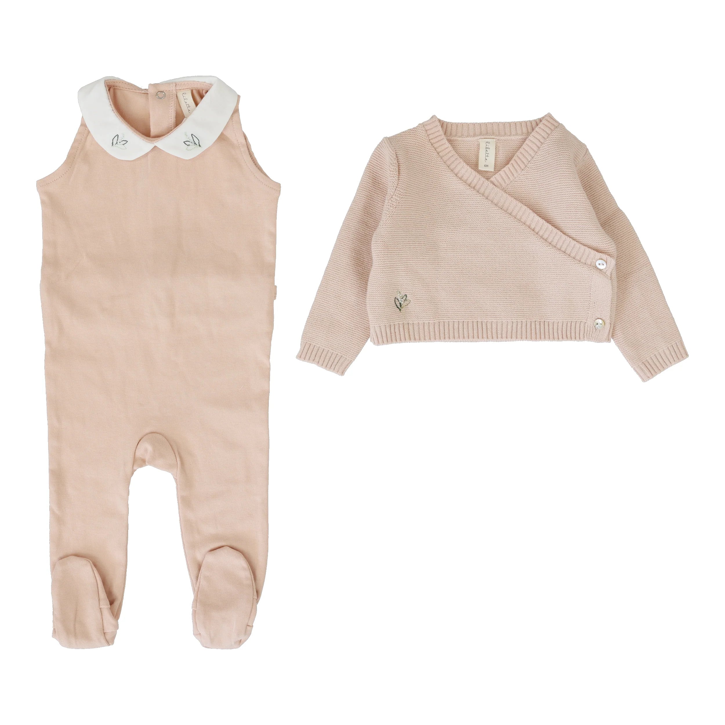 Knit wrap sleeveless footie pink