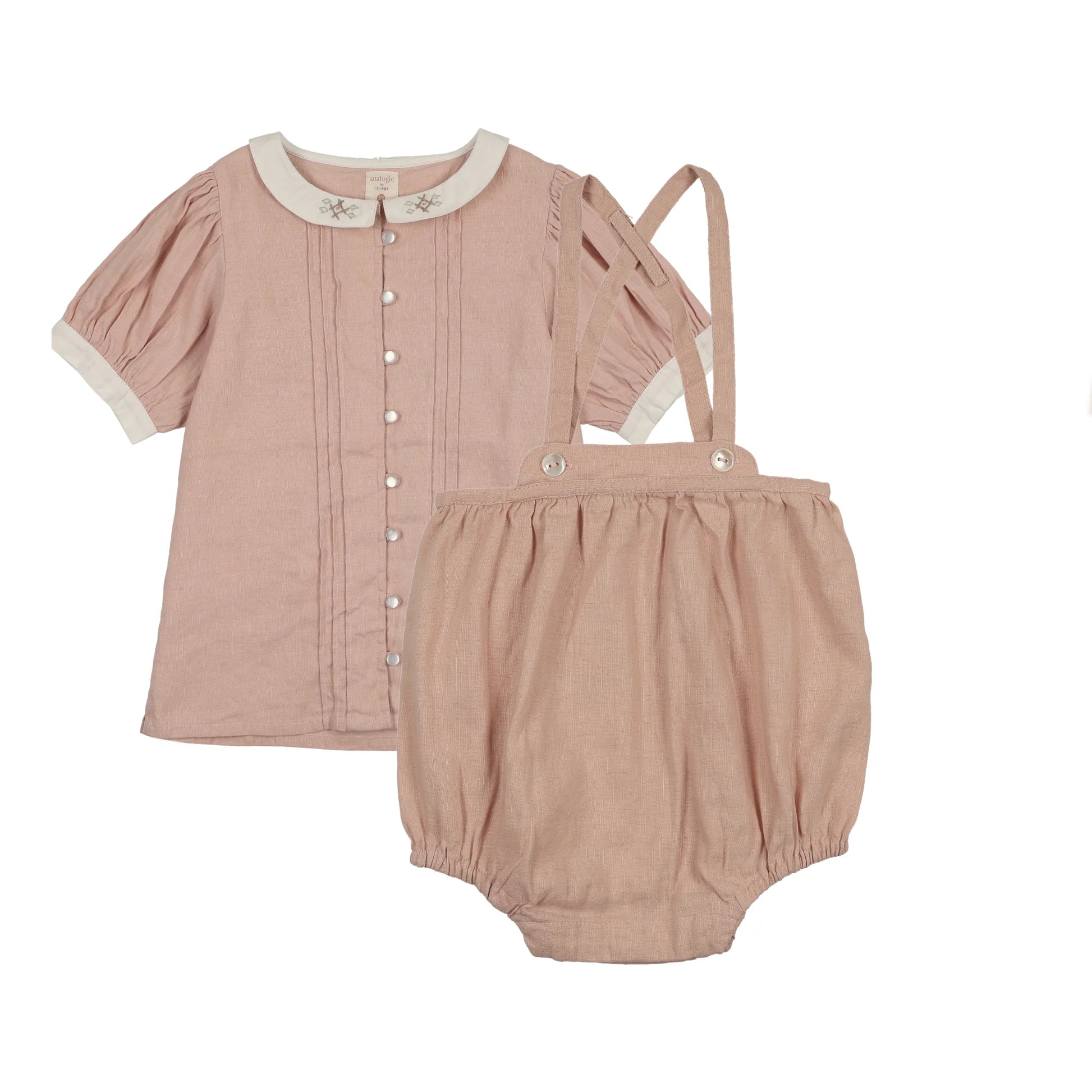 Pintuck Blouse and overall set