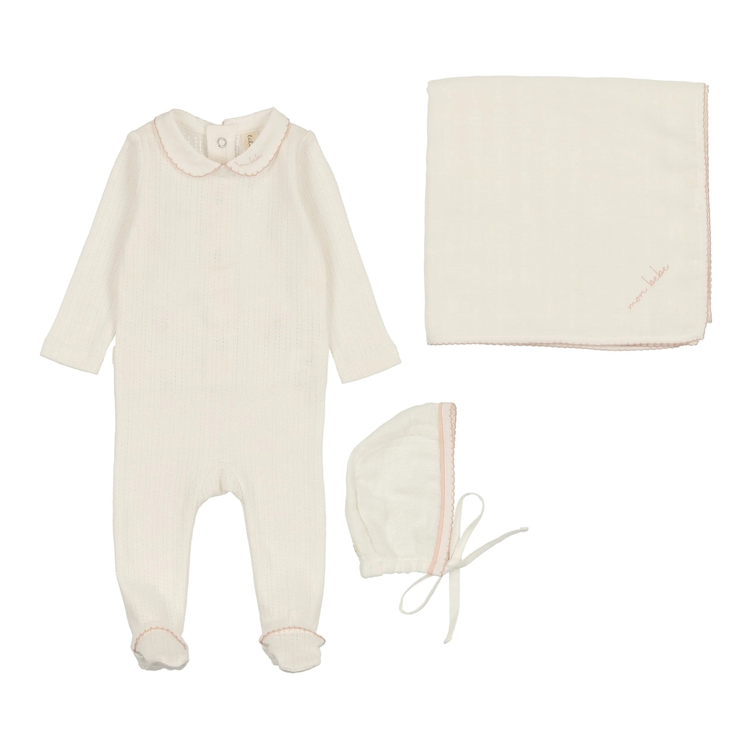 Edged collar layette set girls