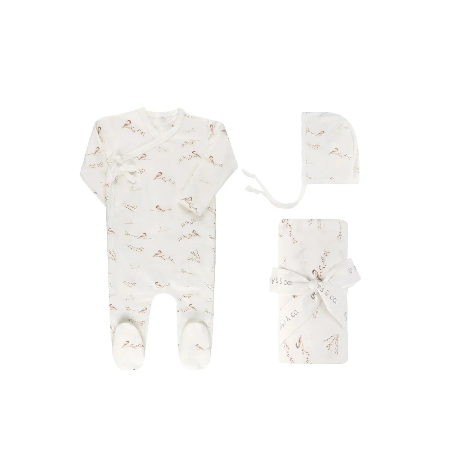 Elys and co cream vintage birds set