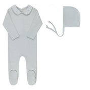 Embroidered blue collar footie