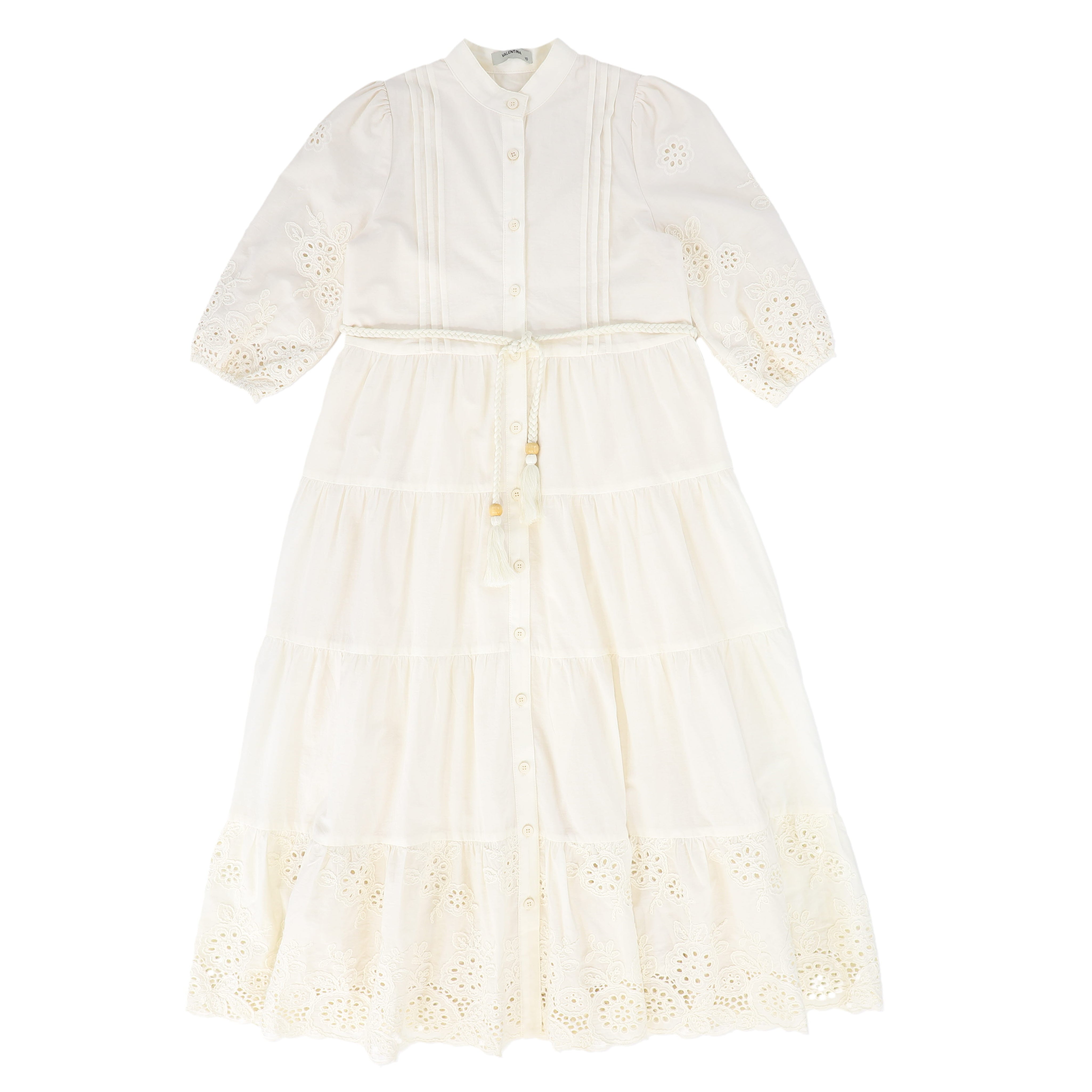 tiered button down eyelet dress