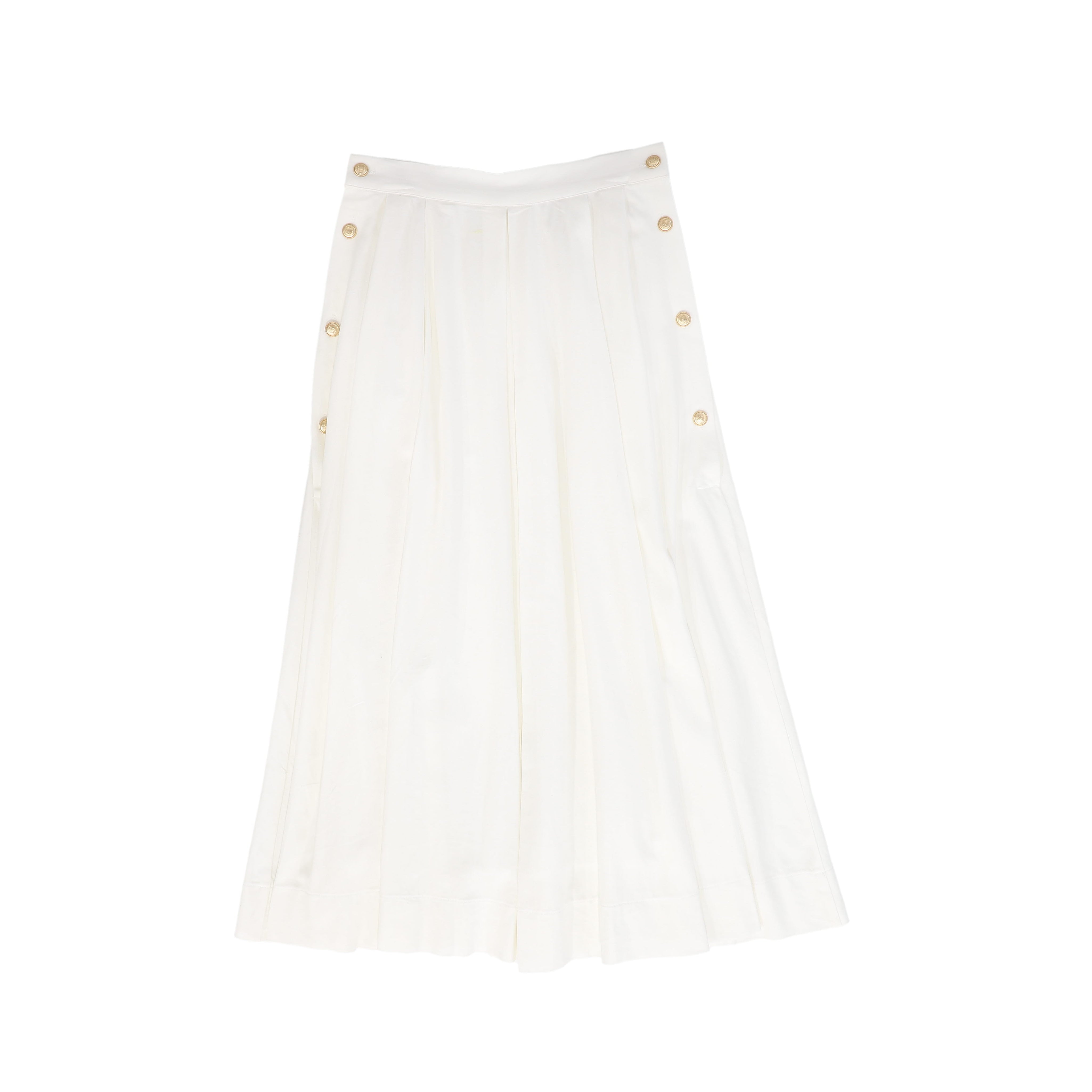 pleated button midi skirt