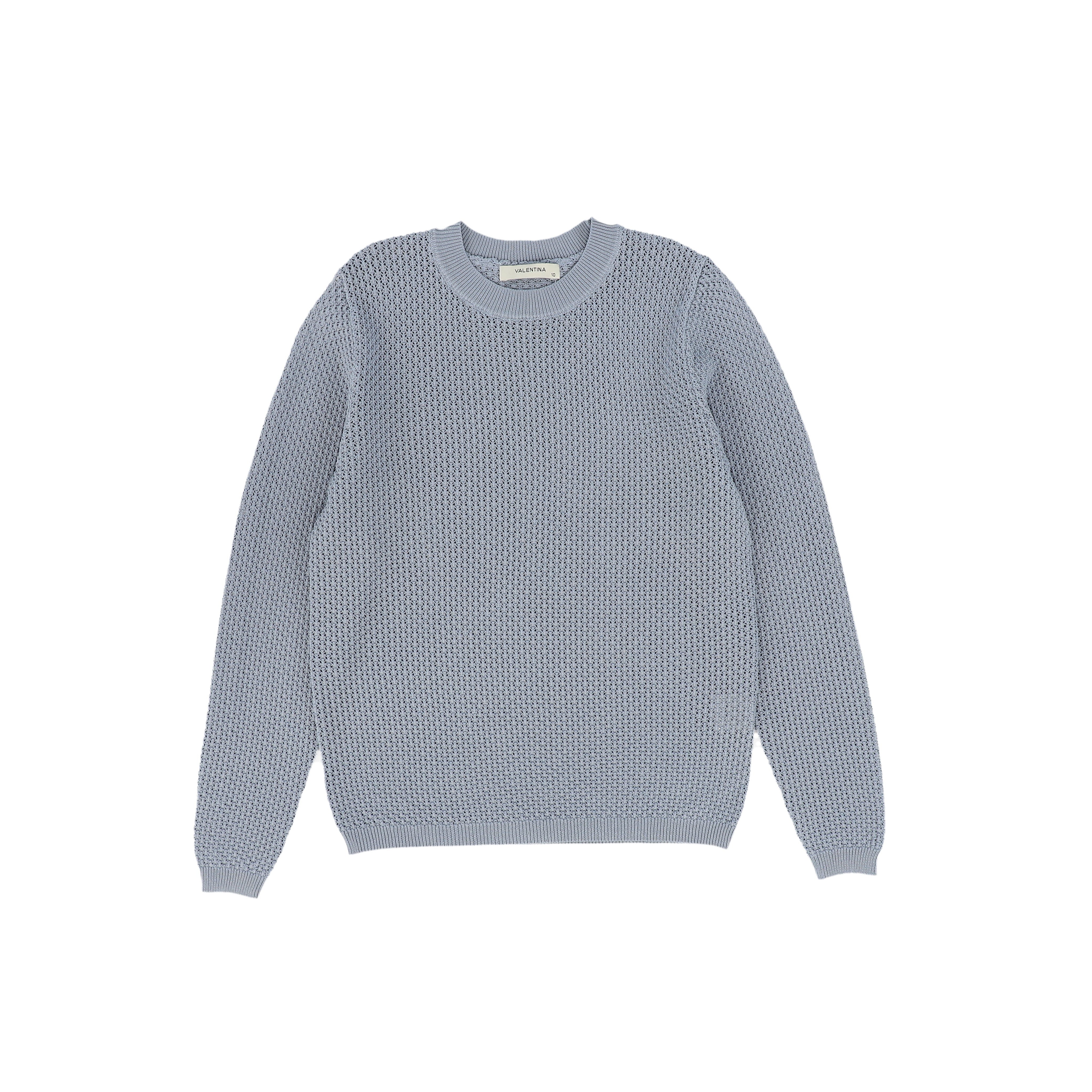 pointelle knit crewneck sweater
