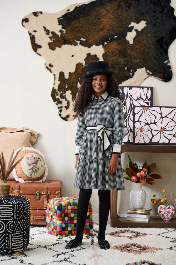 Blk houndstooth collar dress