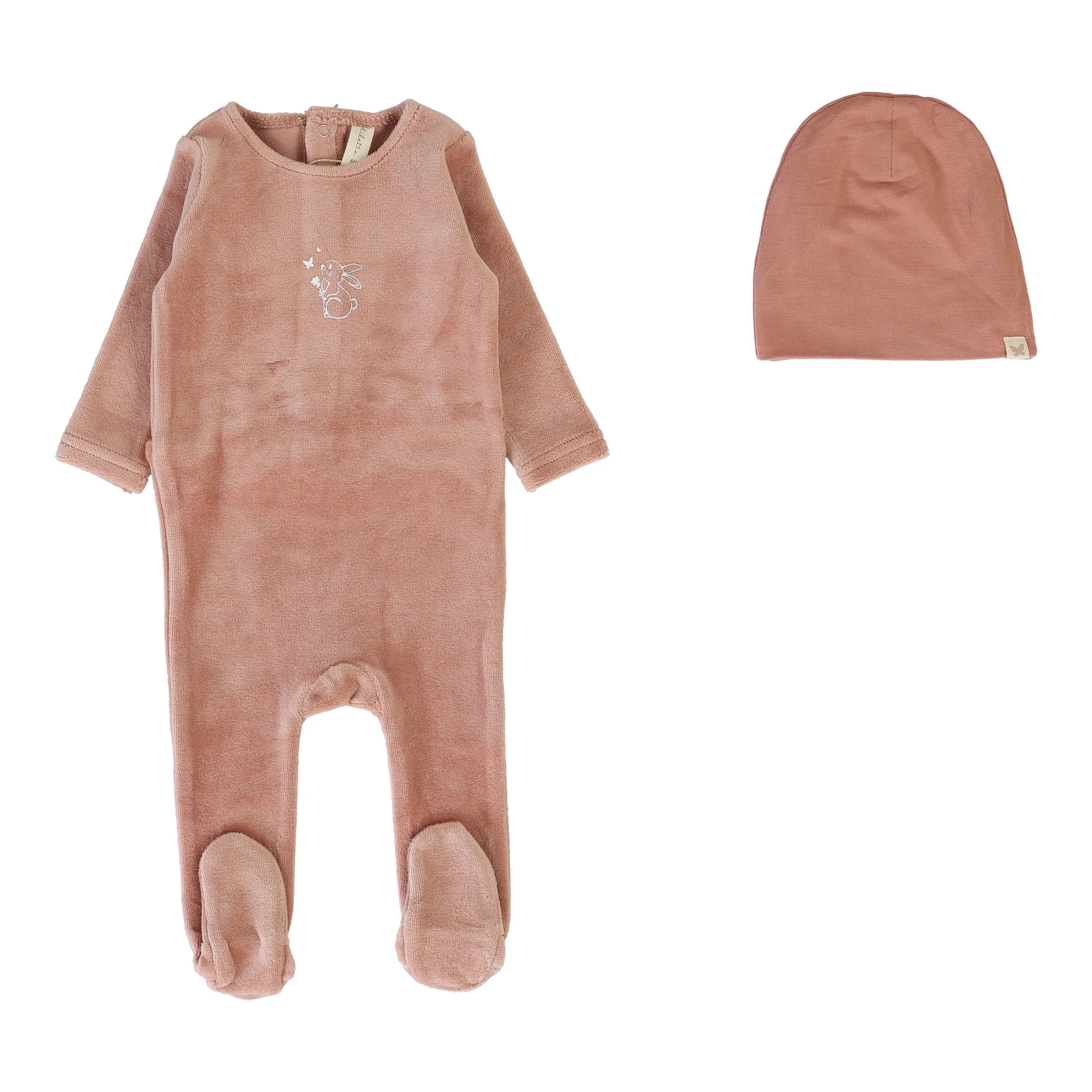 Pink velour forest footie