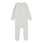 Light blue woven print footie