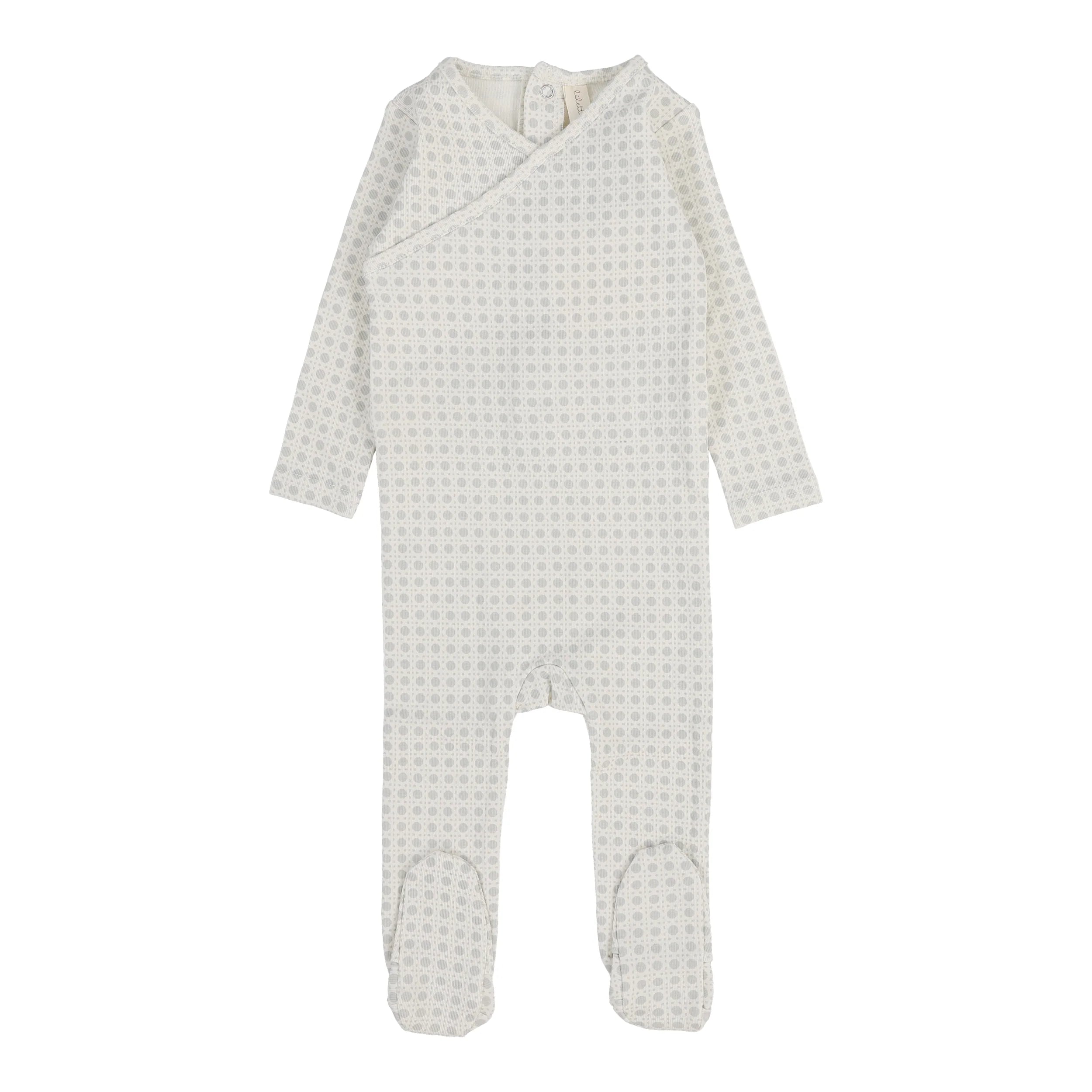 Light blue woven print footie