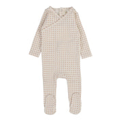 Dusty pink woven print footie