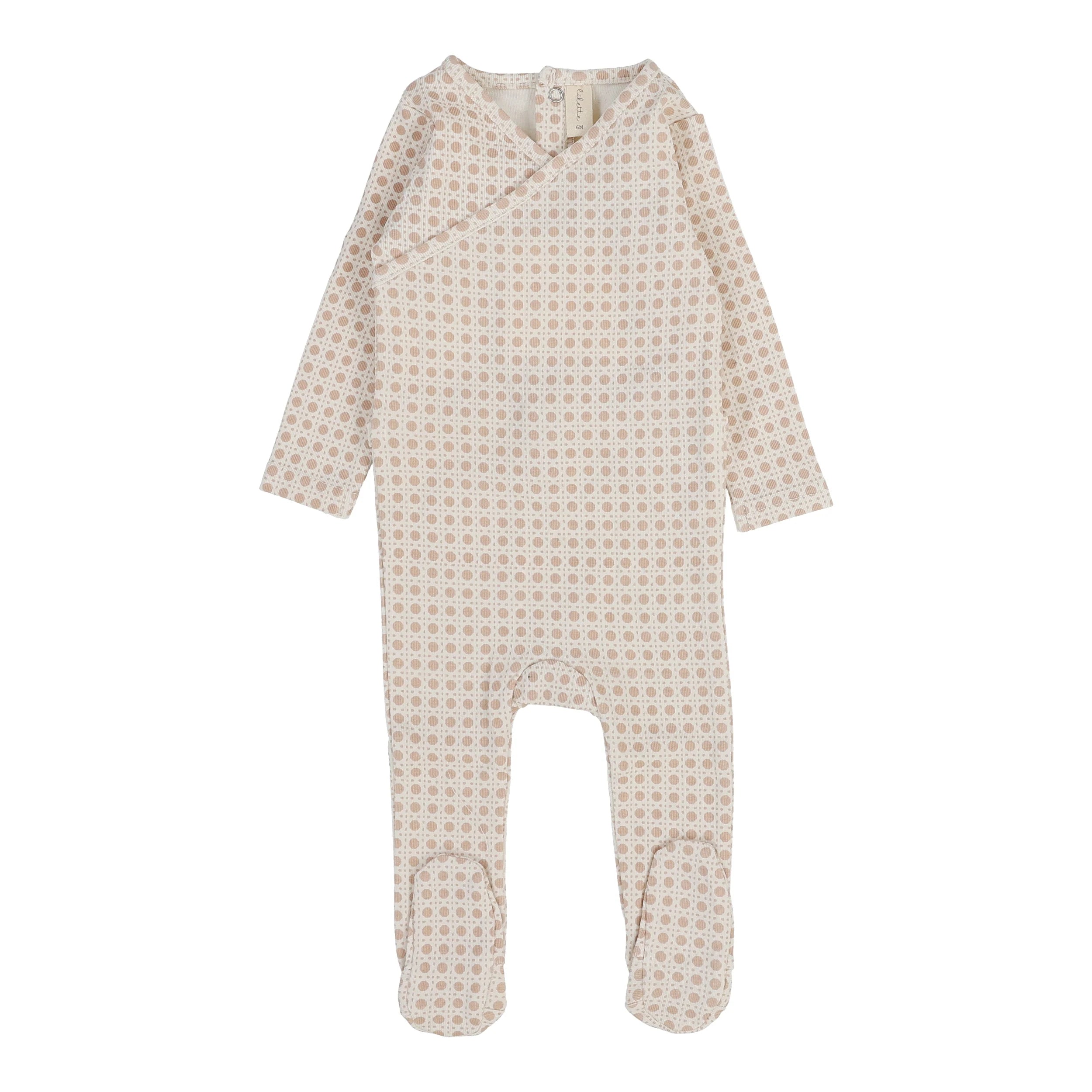 Dusty pink woven print footie