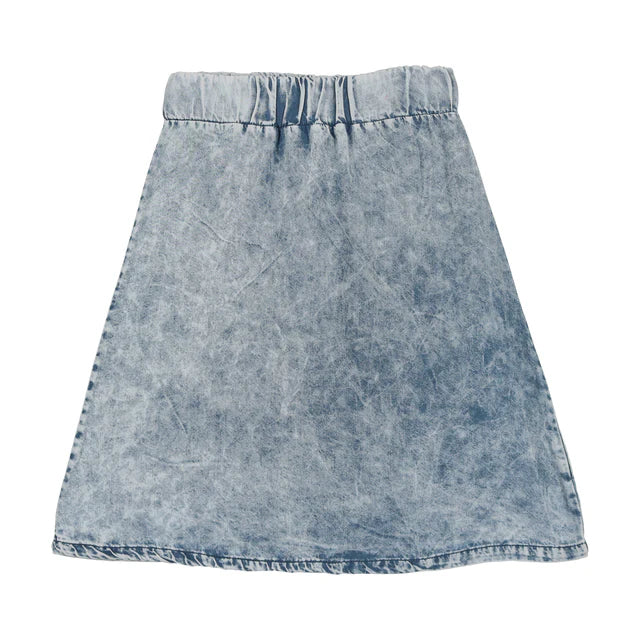 pinstripe denim flair skirt