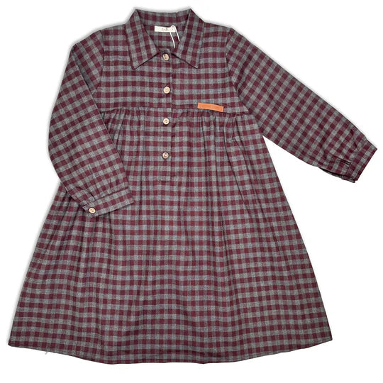 Burgundy checked dress