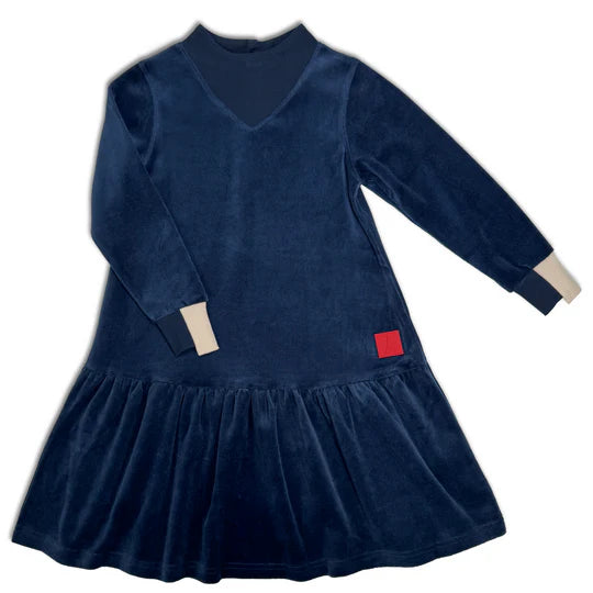 NAVY VELOUR DRESS