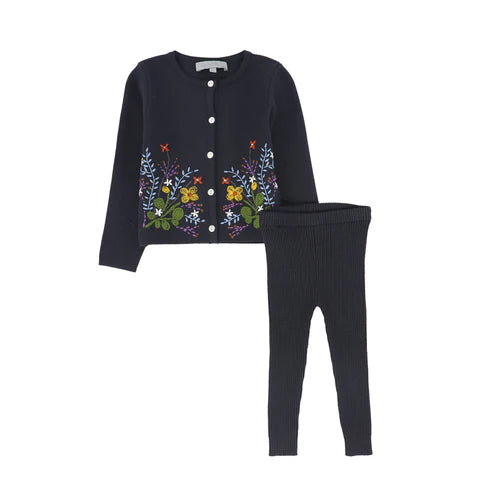 Embroidered cardigan set