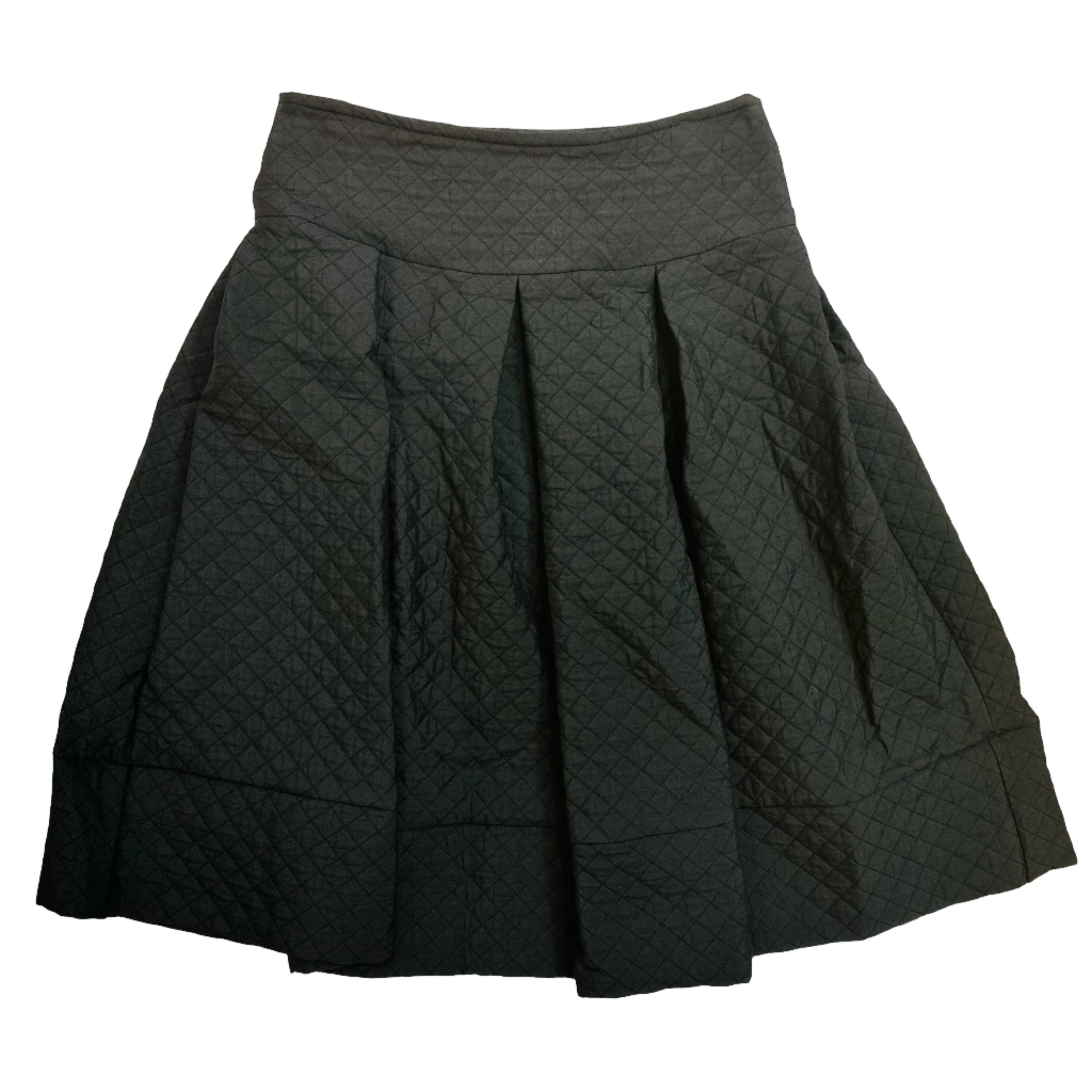 blk quilted pleated skirt